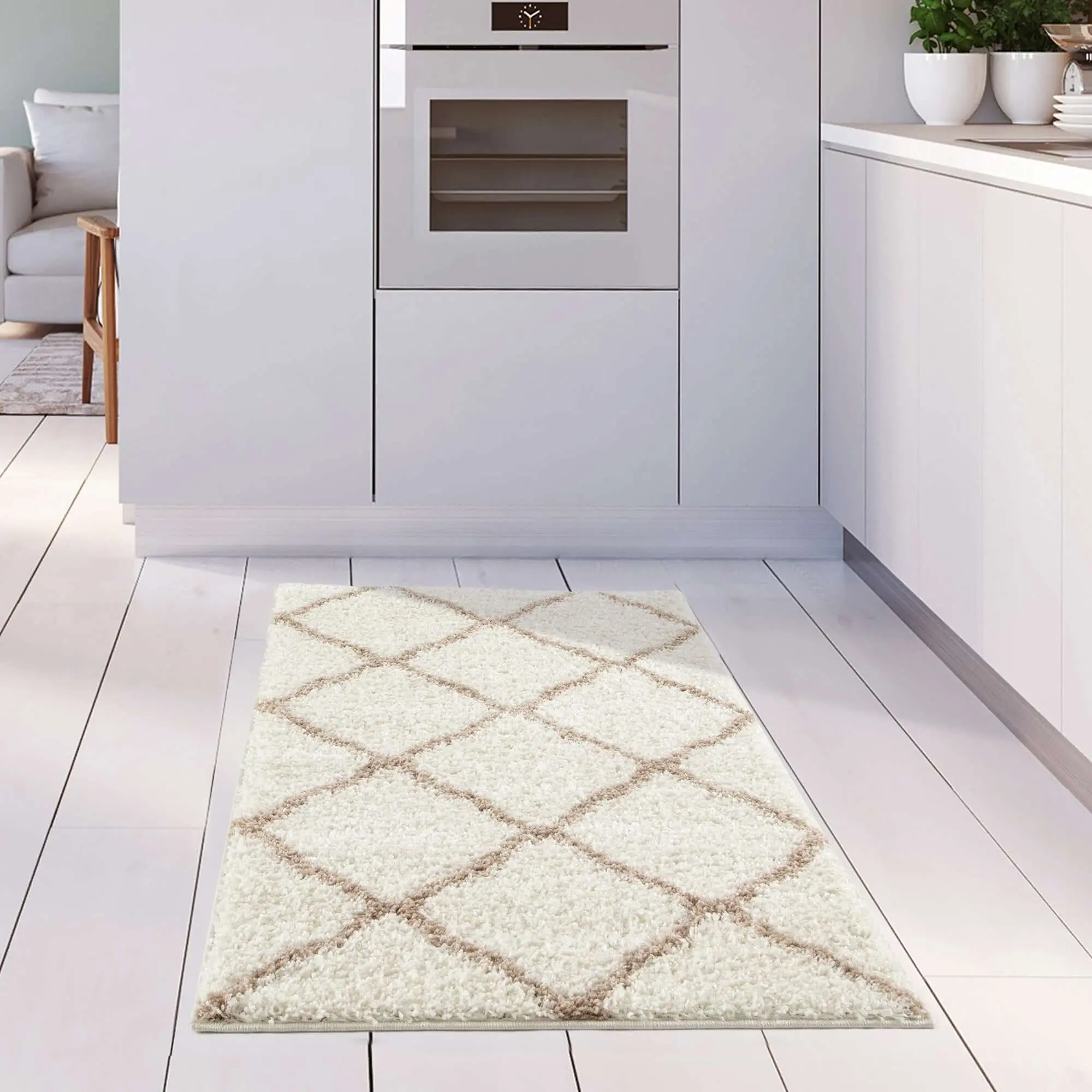 Moroccan Ivory Shaggy Rug | 730 - Image 21