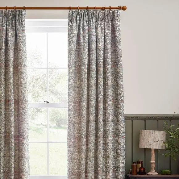 Morris & Co. Strawberry Thief Jacquard Pencil Pleat Curtains
