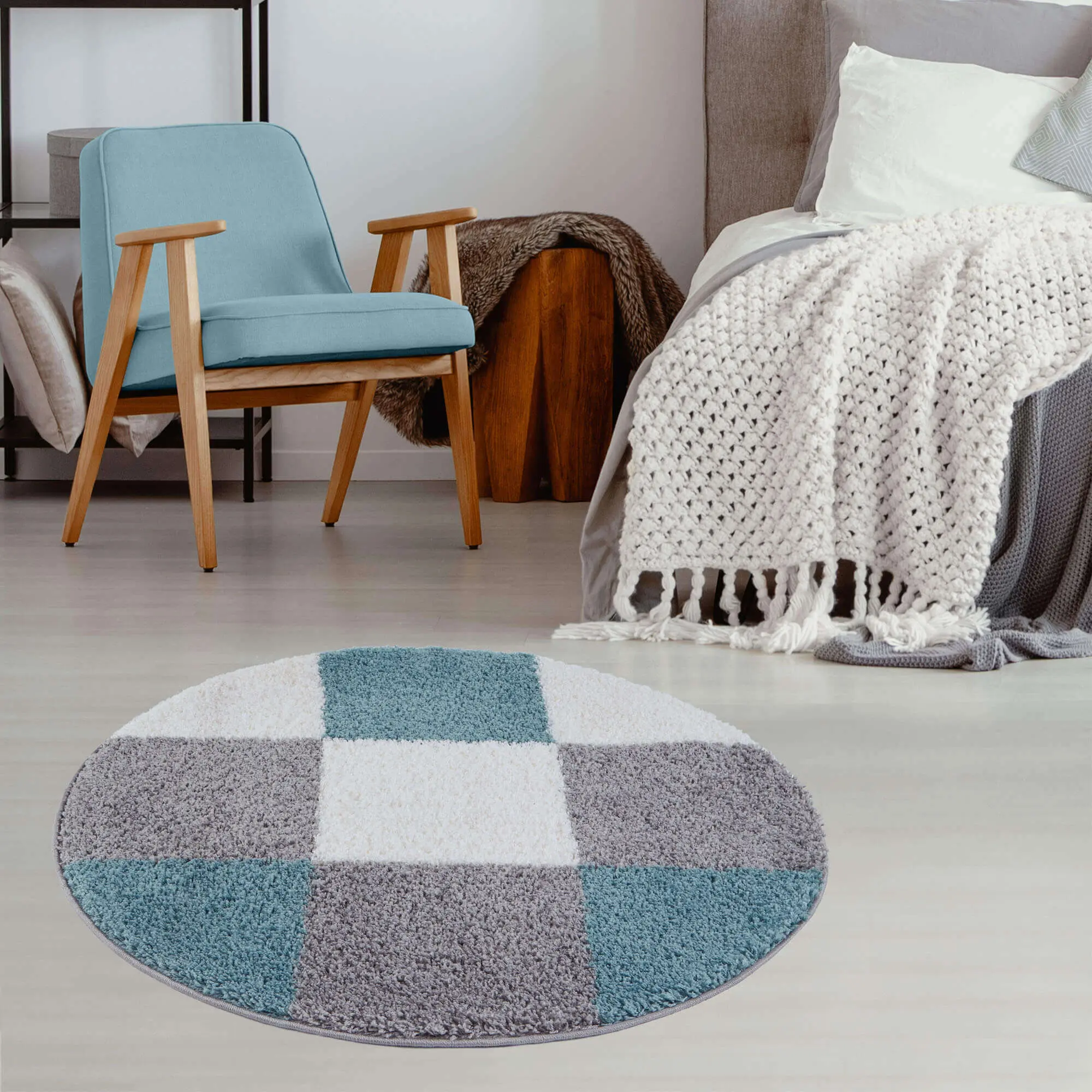Myshaggy Geometric Duck Egg Blue Rug - Image 13