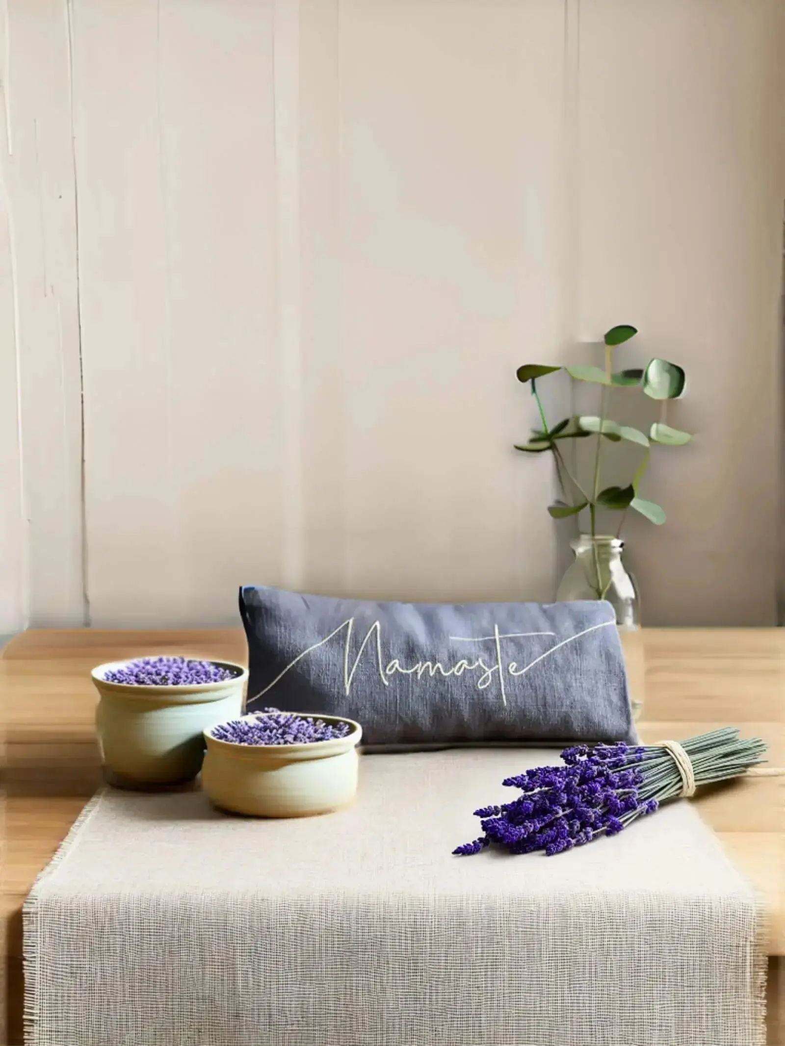 Namaste Embroidered Linen and Lavender Eye Pillow - Image 2