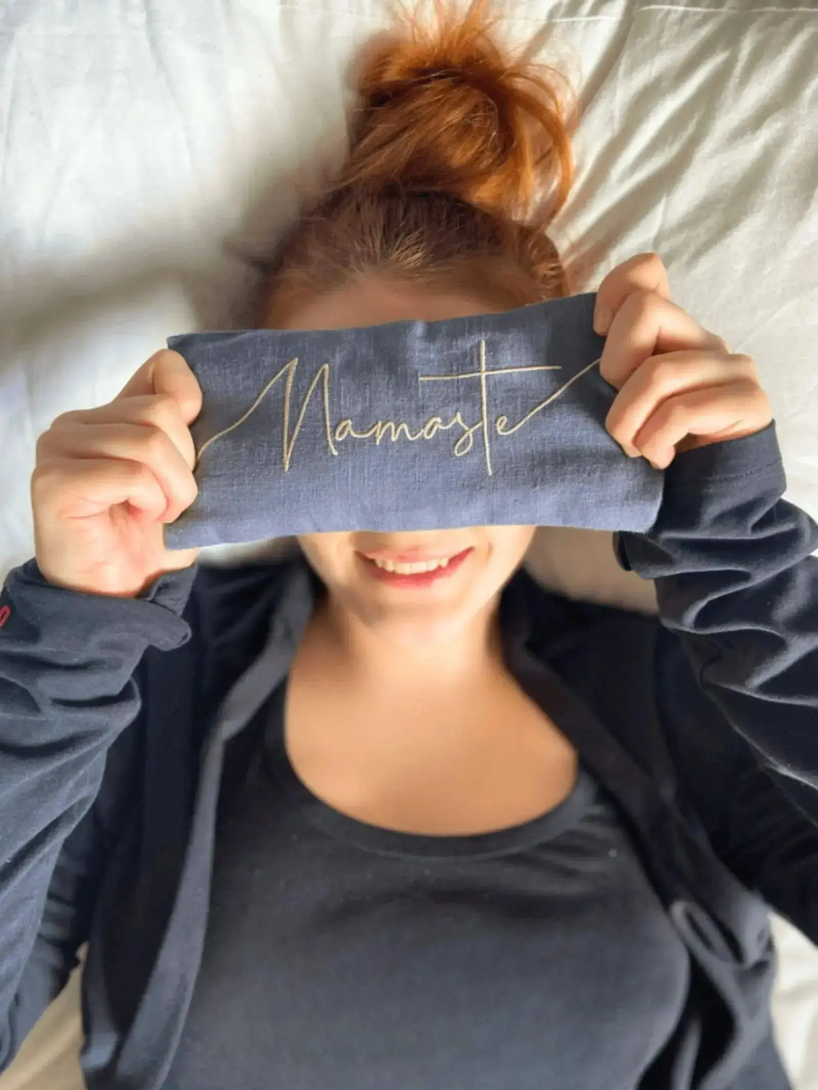 Namaste Embroidered Linen and Lavender Eye Pillow - Image 4