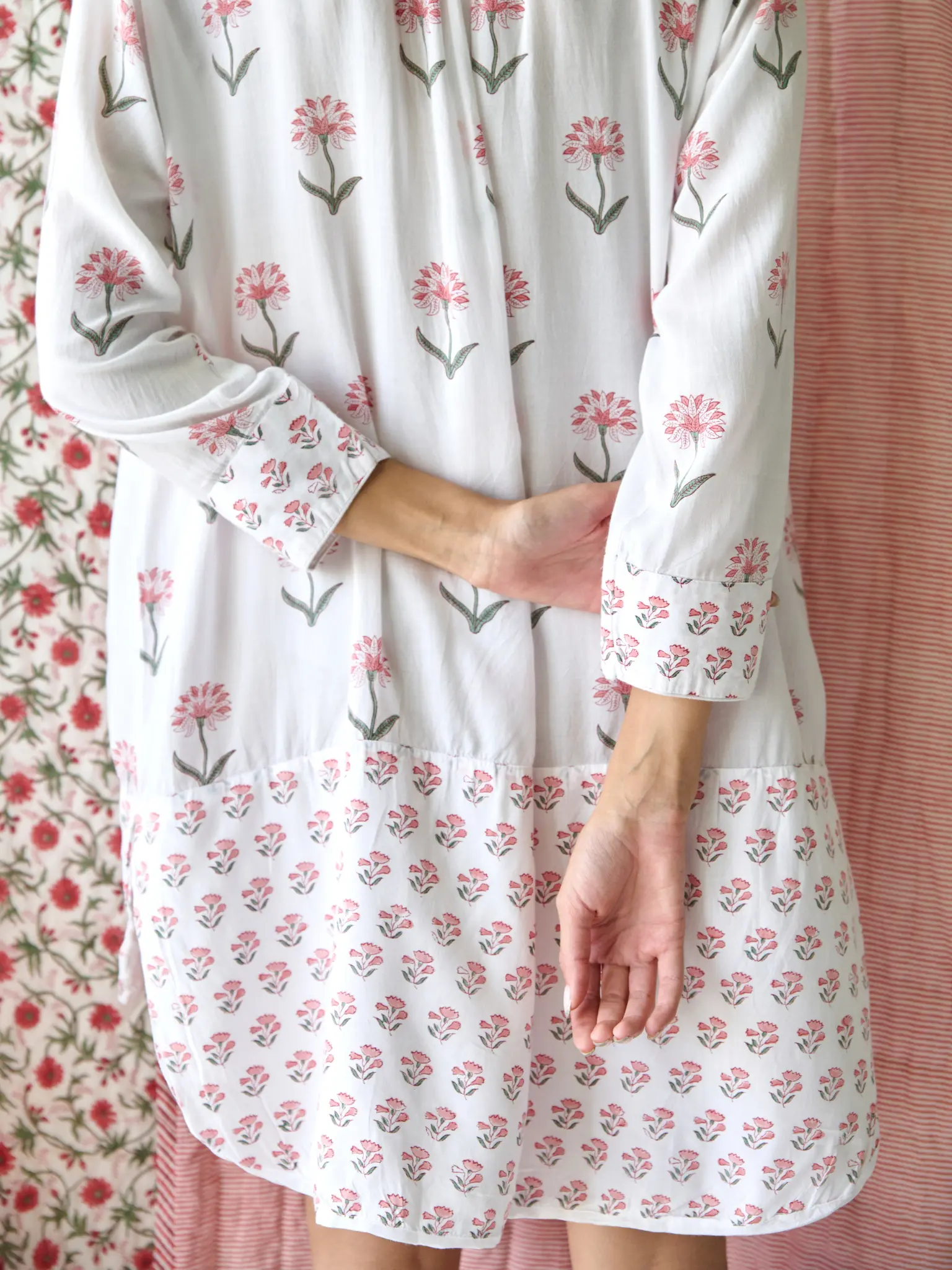 Nancy Night / Beach Shirt in Pink and Green - Image 8