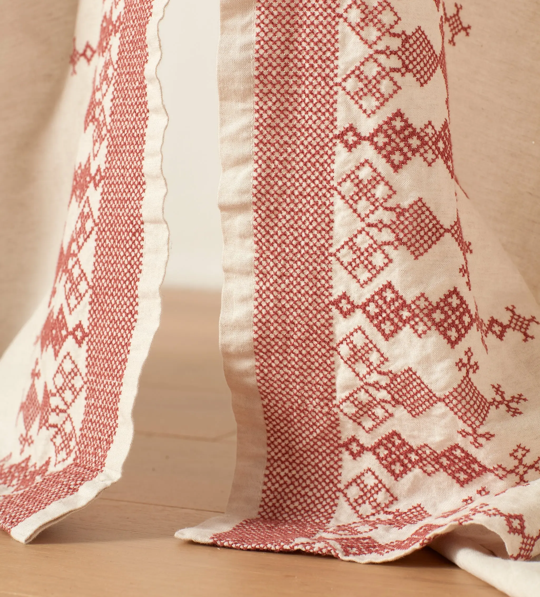 Natural Emily Cotton Linen Loop Top Curtain (Pair)