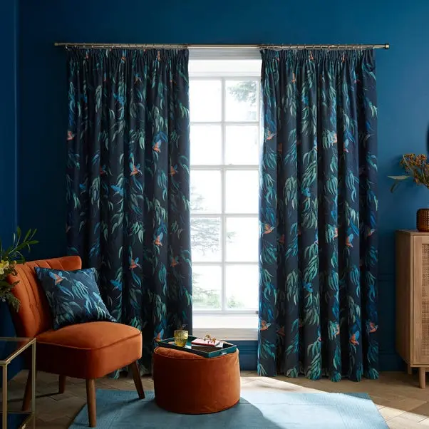 Natural History Museum Kingfisher Pencil Pleat Curtains - Image 2