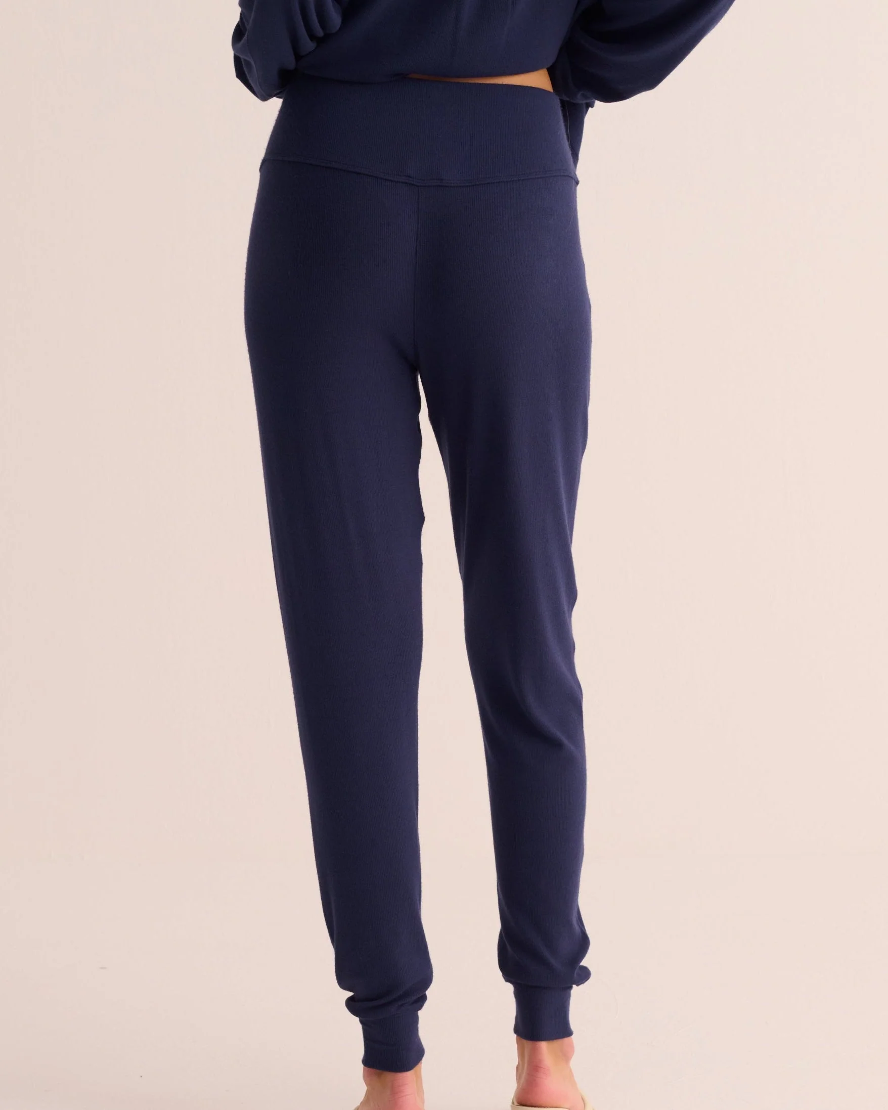 Navy Ribbed Modal Hero Shirt and Cuffed Leggings Set - Image 6