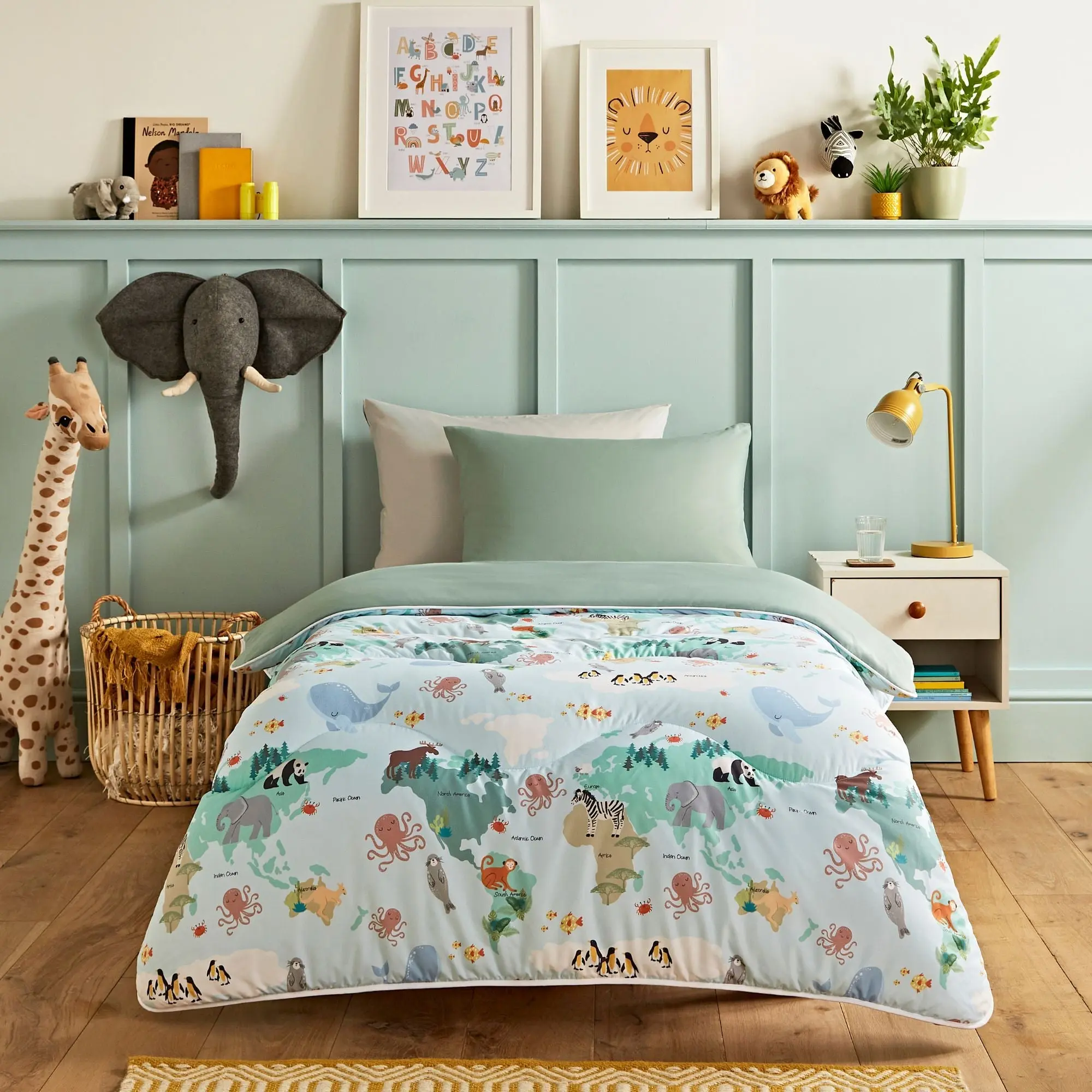Night Lark Junior - Animal Atlas - Childrens Coverless Duvet Set