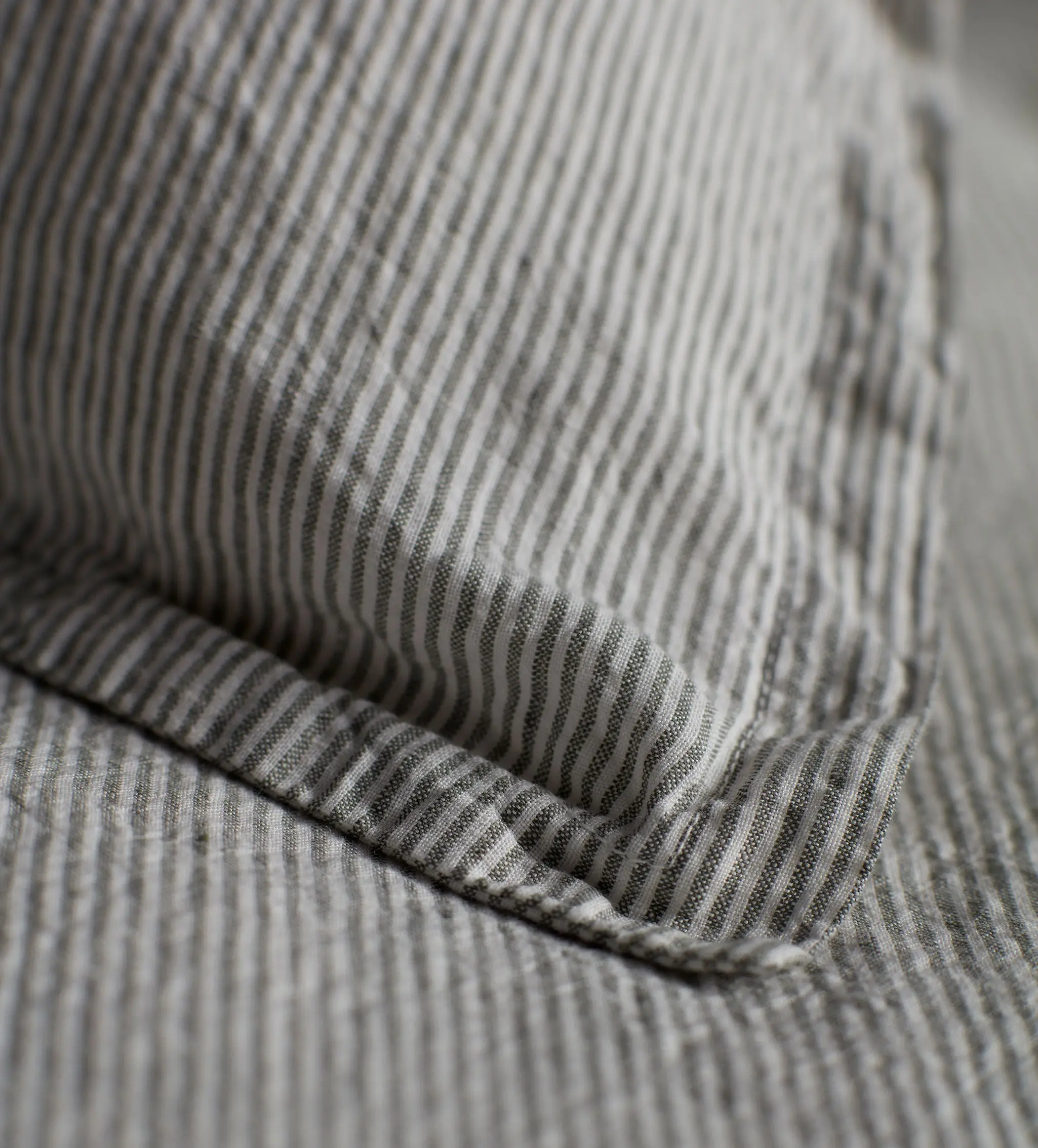 Olive Green Sid Stripe 100% Linen Duvet Cover - Image 2