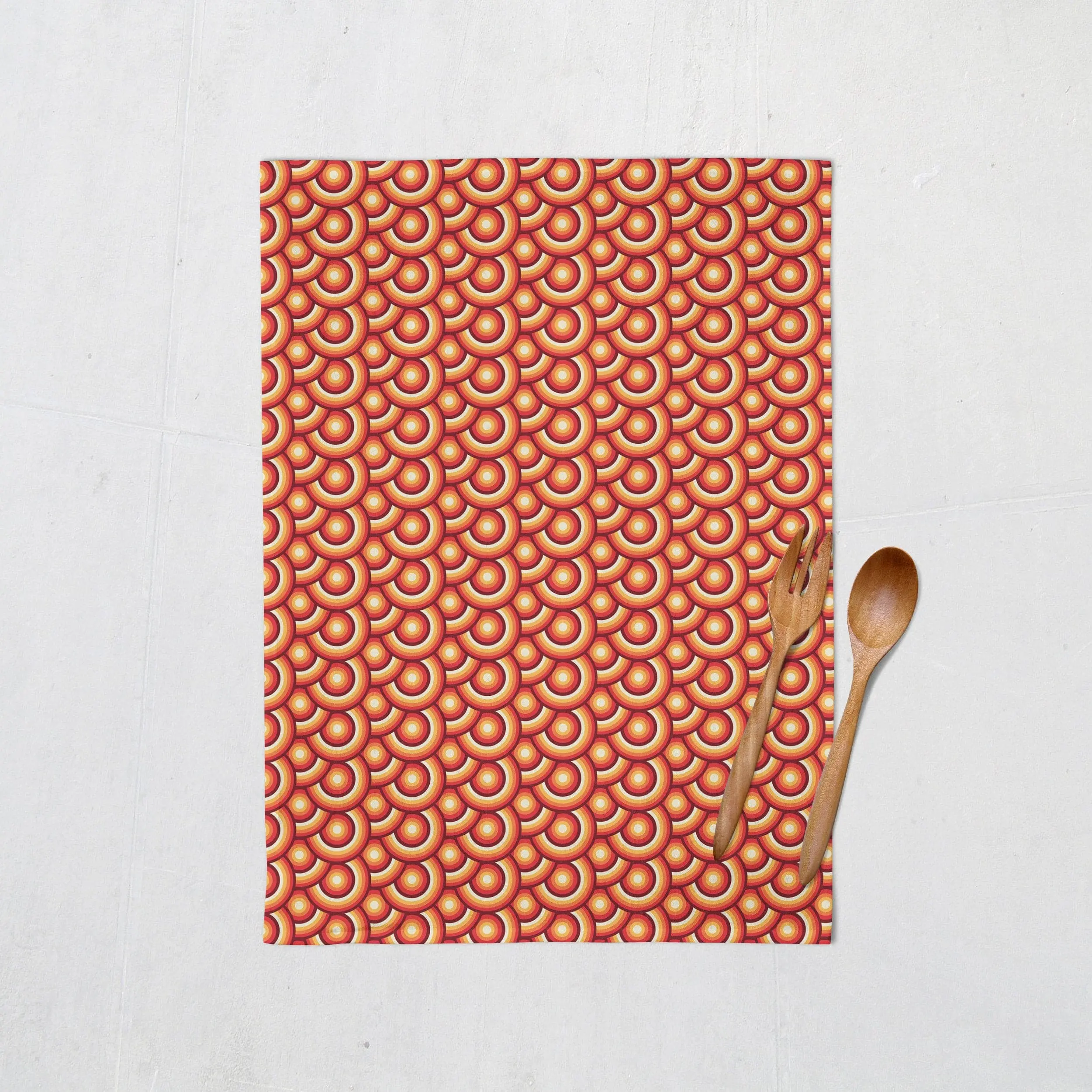 Orange Tea Towels with a 70's Retro Design, Dish Towels, Kitchen Towels - Image 3