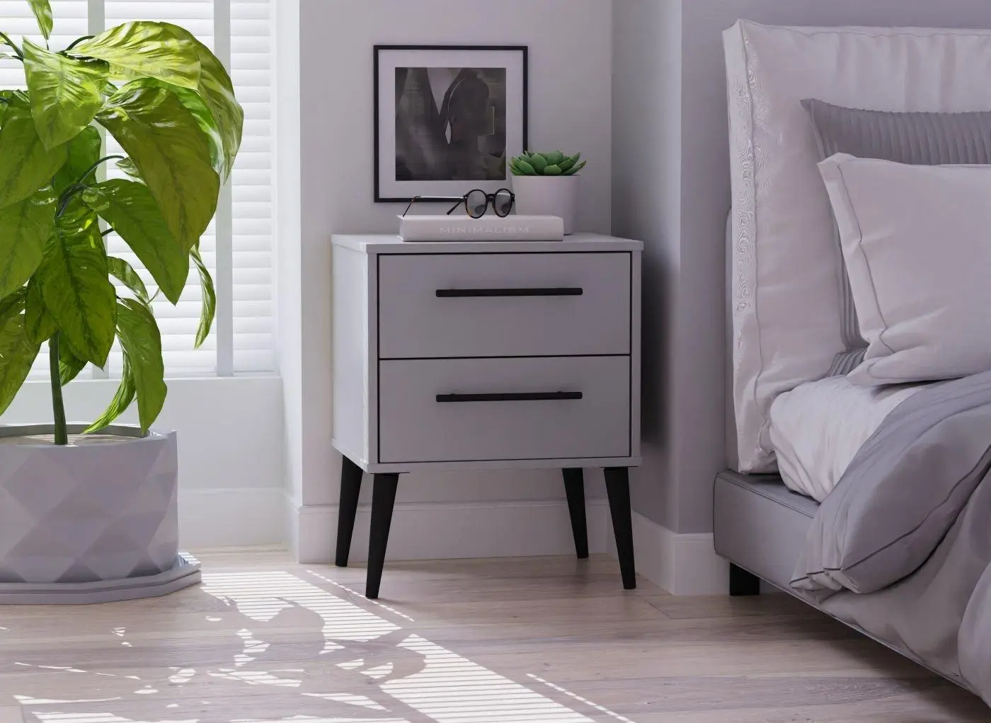 Oregon Bedside Table - Grey