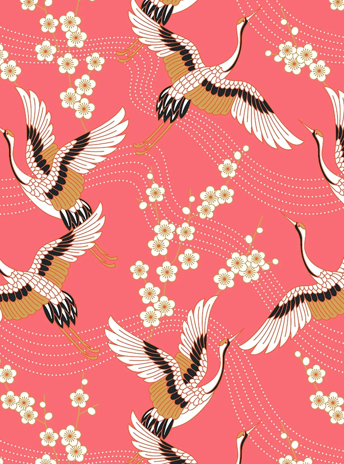 Japanese Crane on Coral Women's Organic Cotton Nightshirt - Image 3