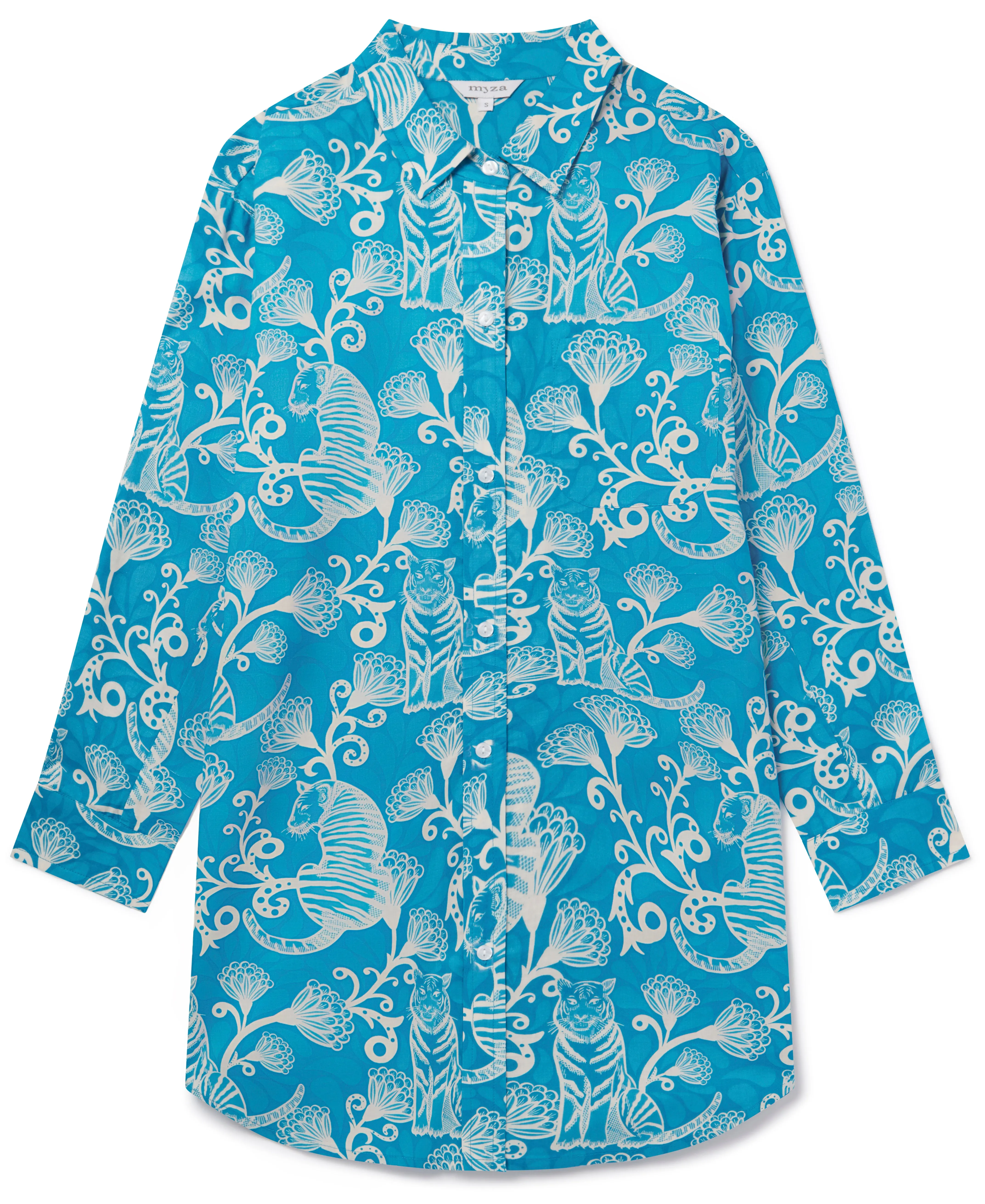Tiger & Florals Women's Organic Cotton Nightshirt - Image 4
