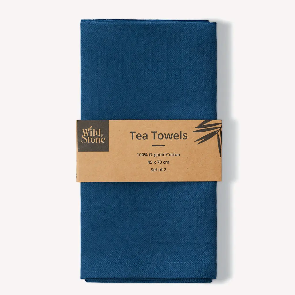 Organic Cotton Tea Towels - Herringbone Weave - Set of 2 - Image 5