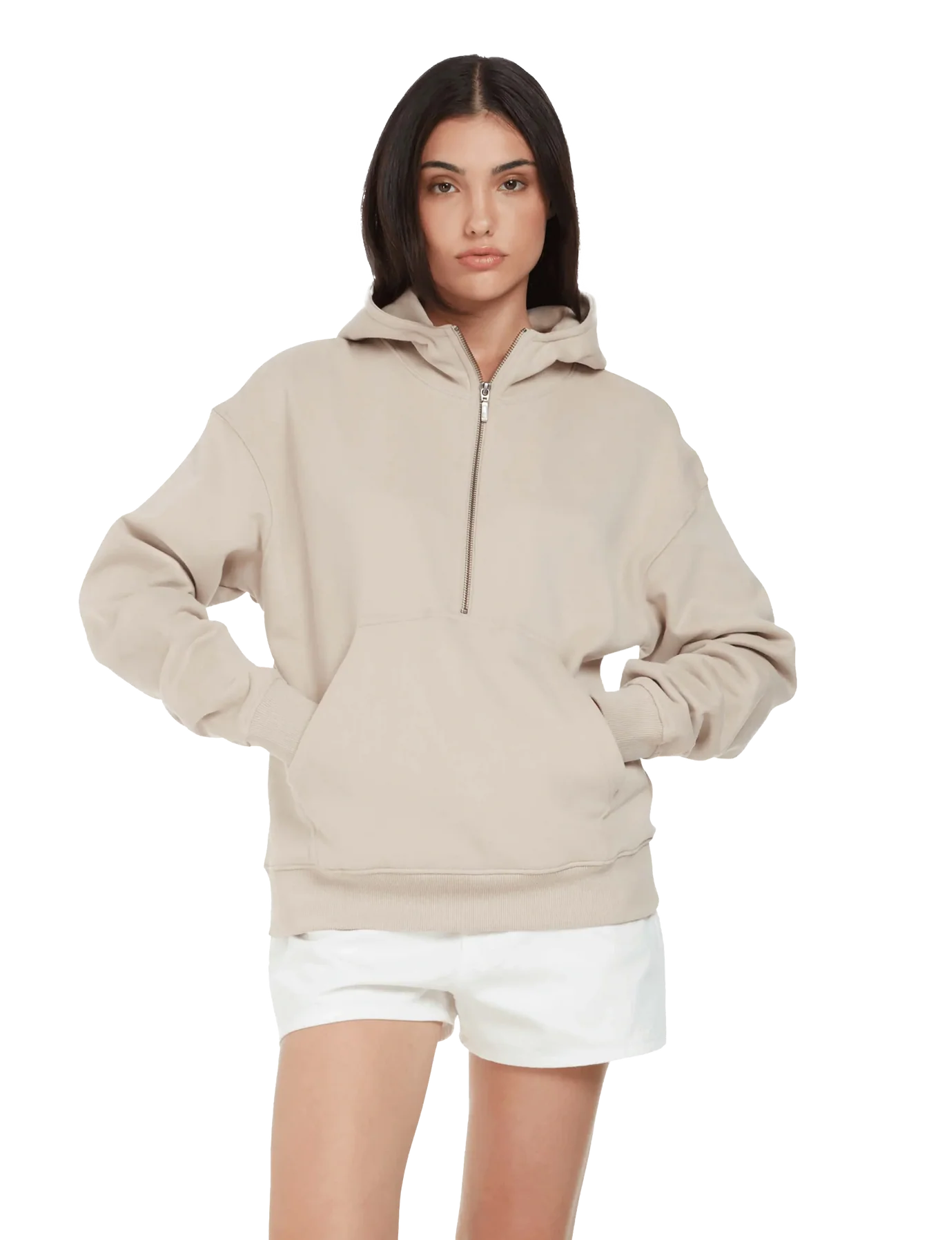 Organic Half Zip Hoodie: Womens - Image 6