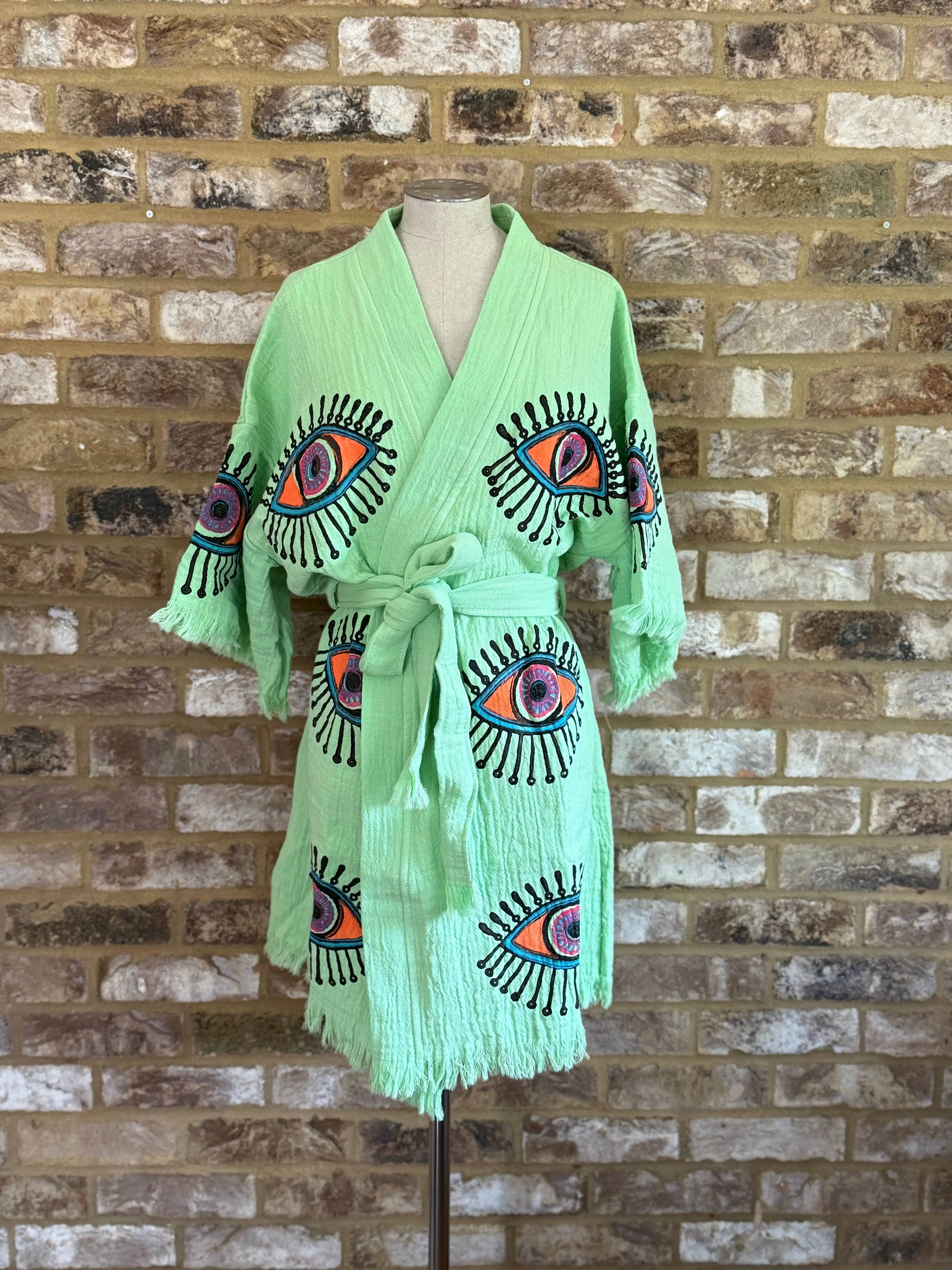 Organic Kimono in Bright Green: Short - Image 2