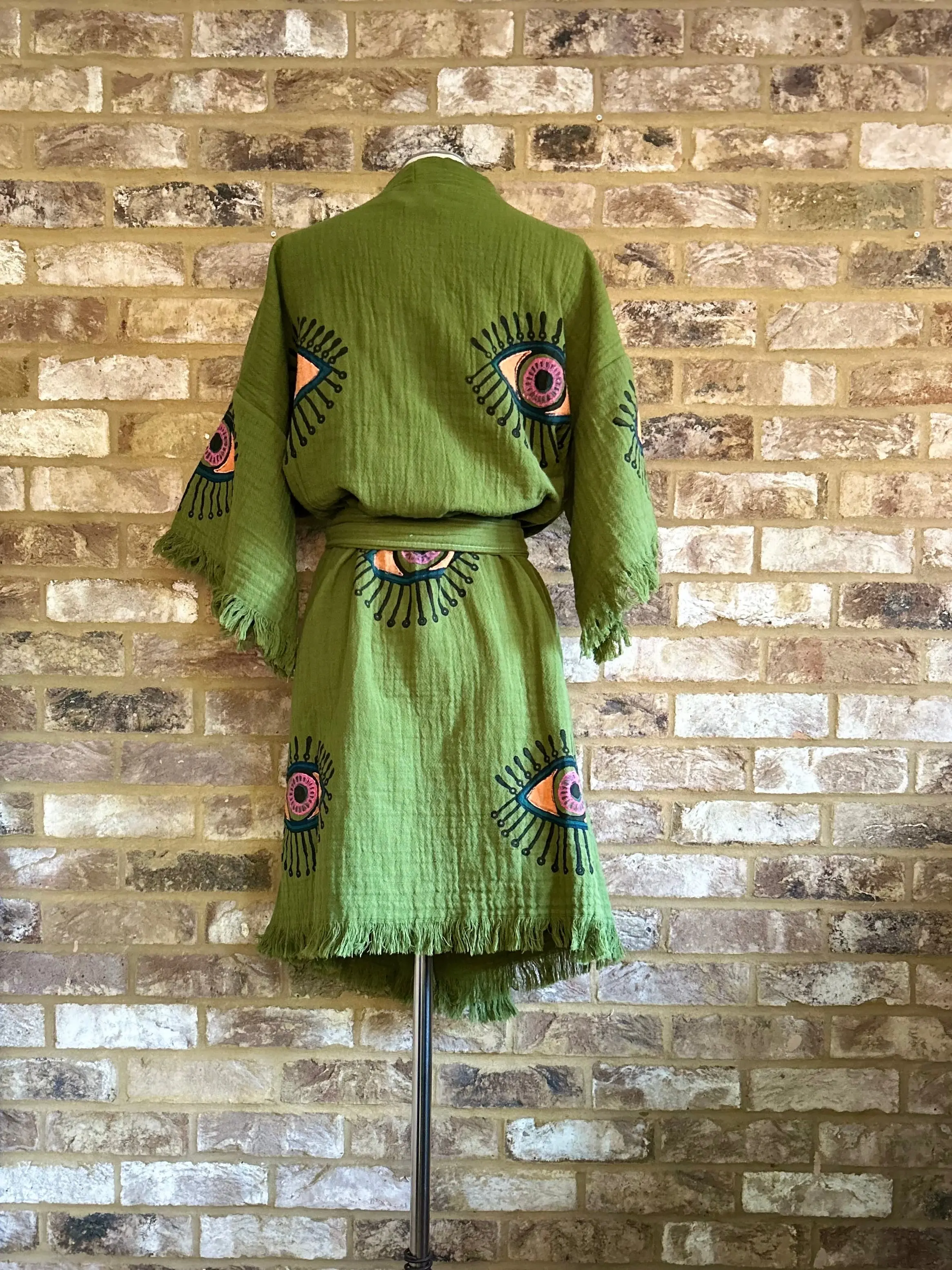 Organic Kimono in Khaki: Short - Image 3