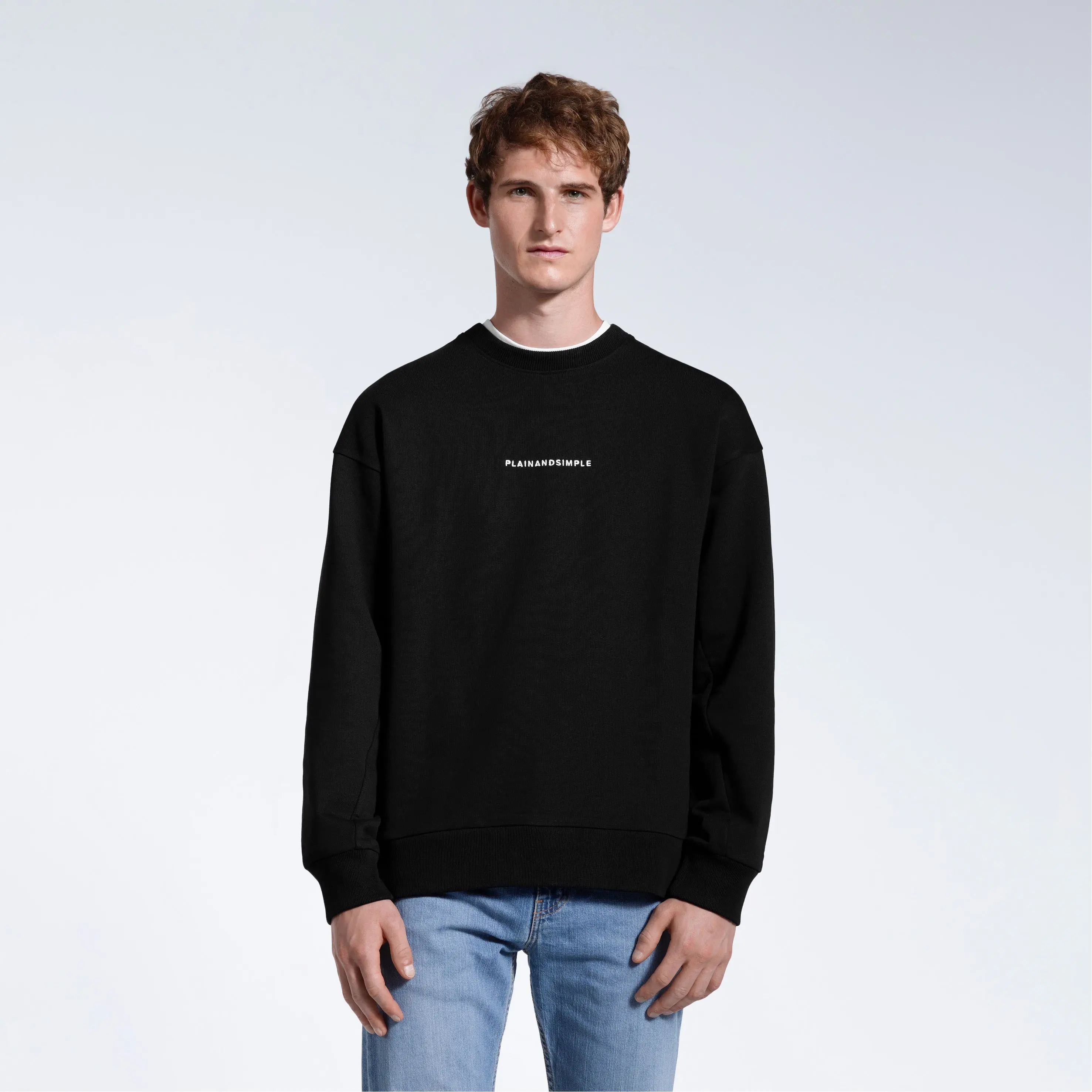 Oversized Heavyweight Mens Organic Logo Sweatshirt - Image 2