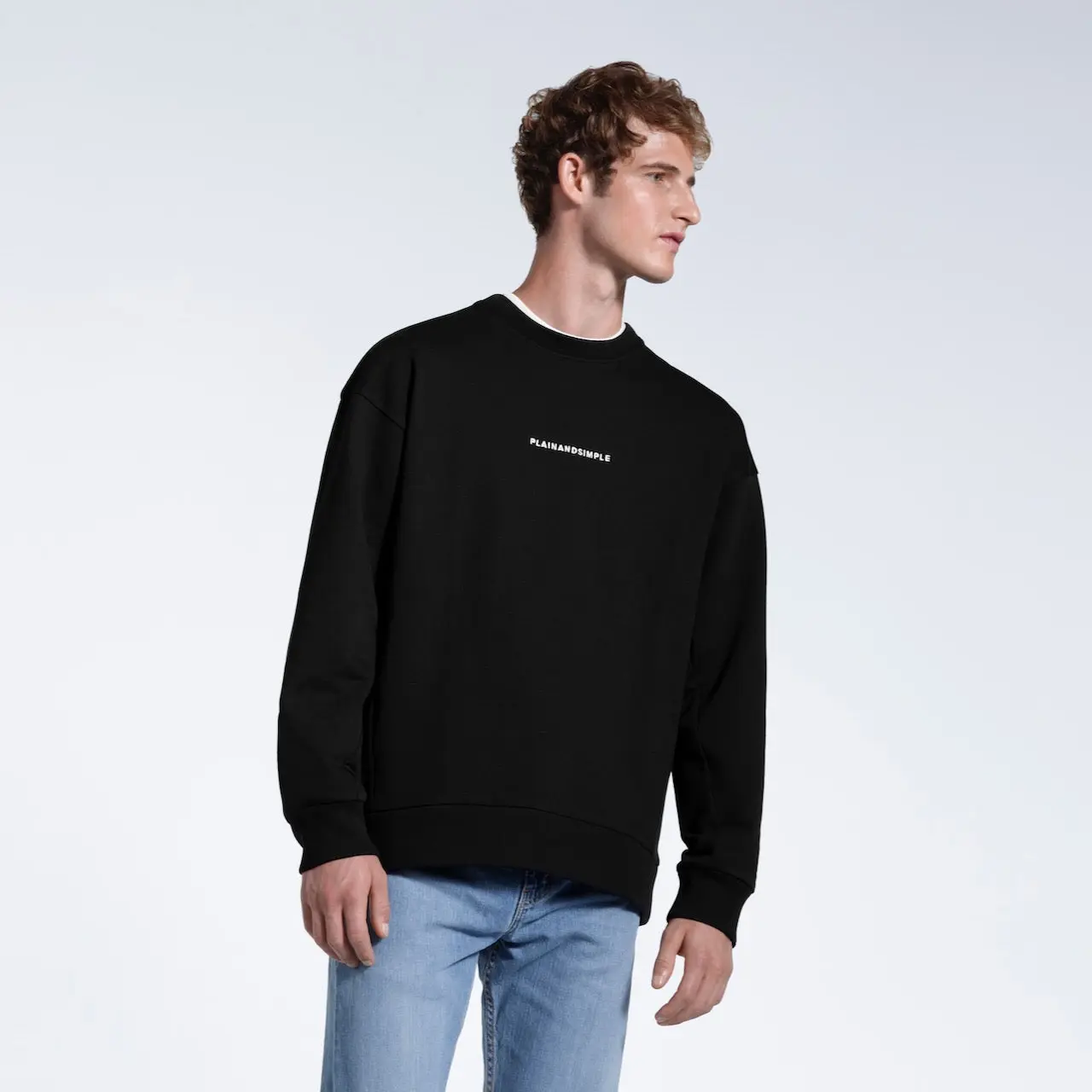 Oversized Heavyweight Mens Organic Logo Sweatshirt - Image 4