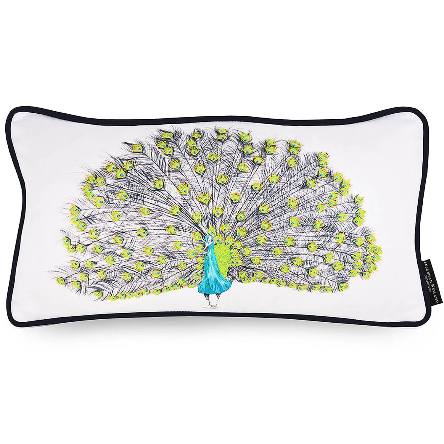 Peacock Hand Embroidered Cushion - Parker