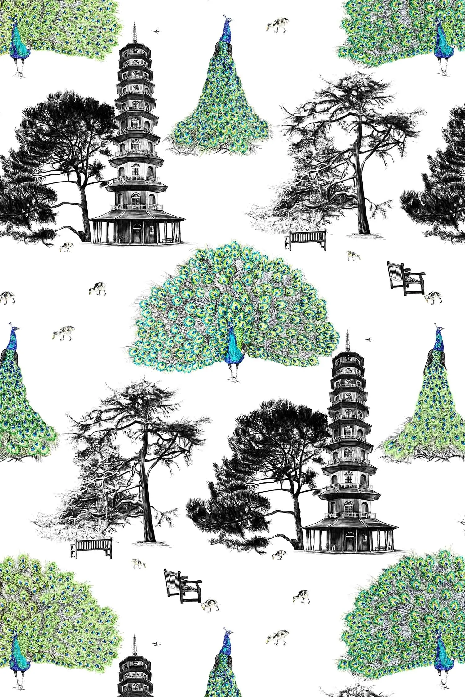 Peacock Wallpaper - Green - Image 2