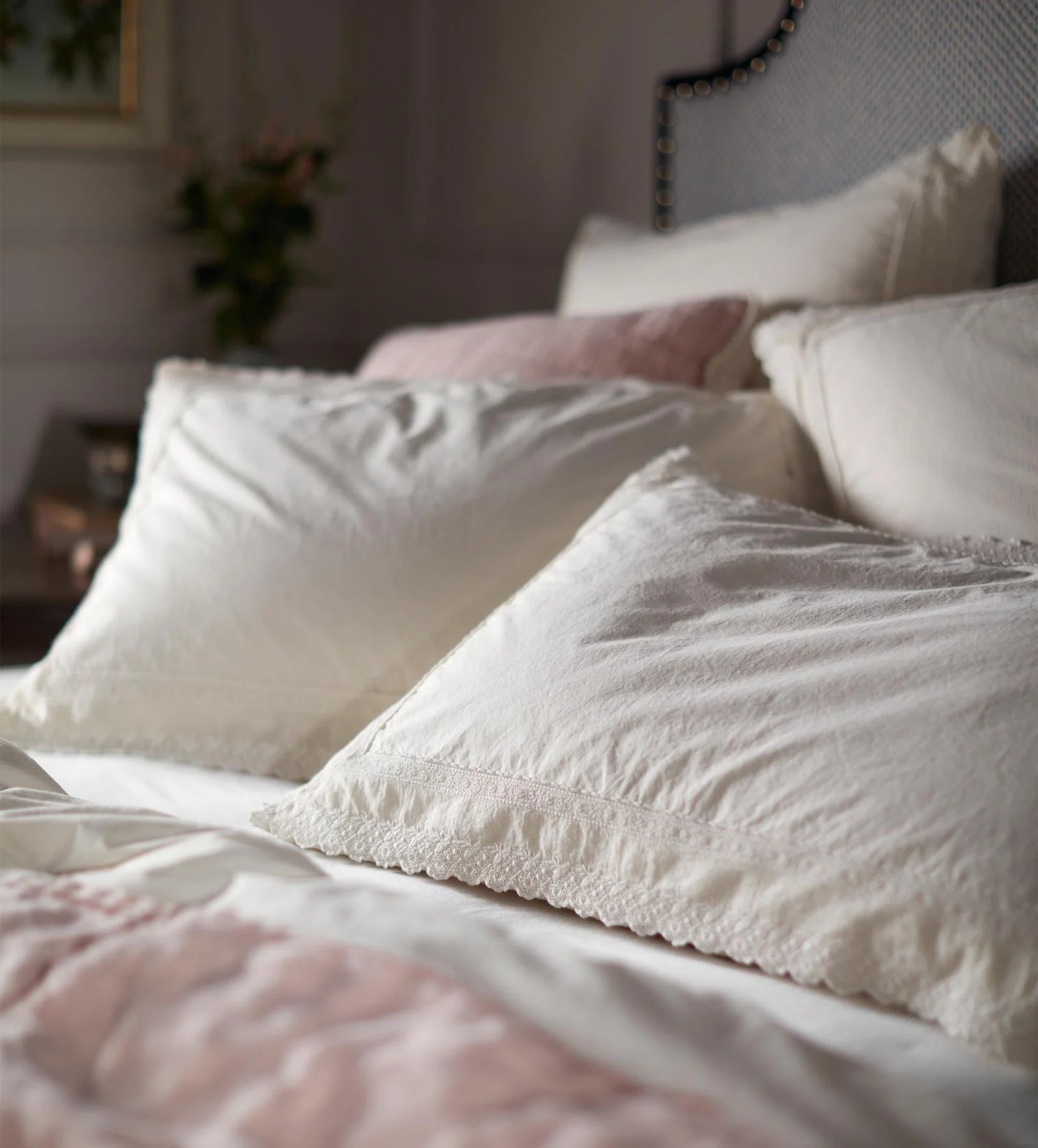 Pia Embroidered 100% Cotton Pillowcase - Image 2