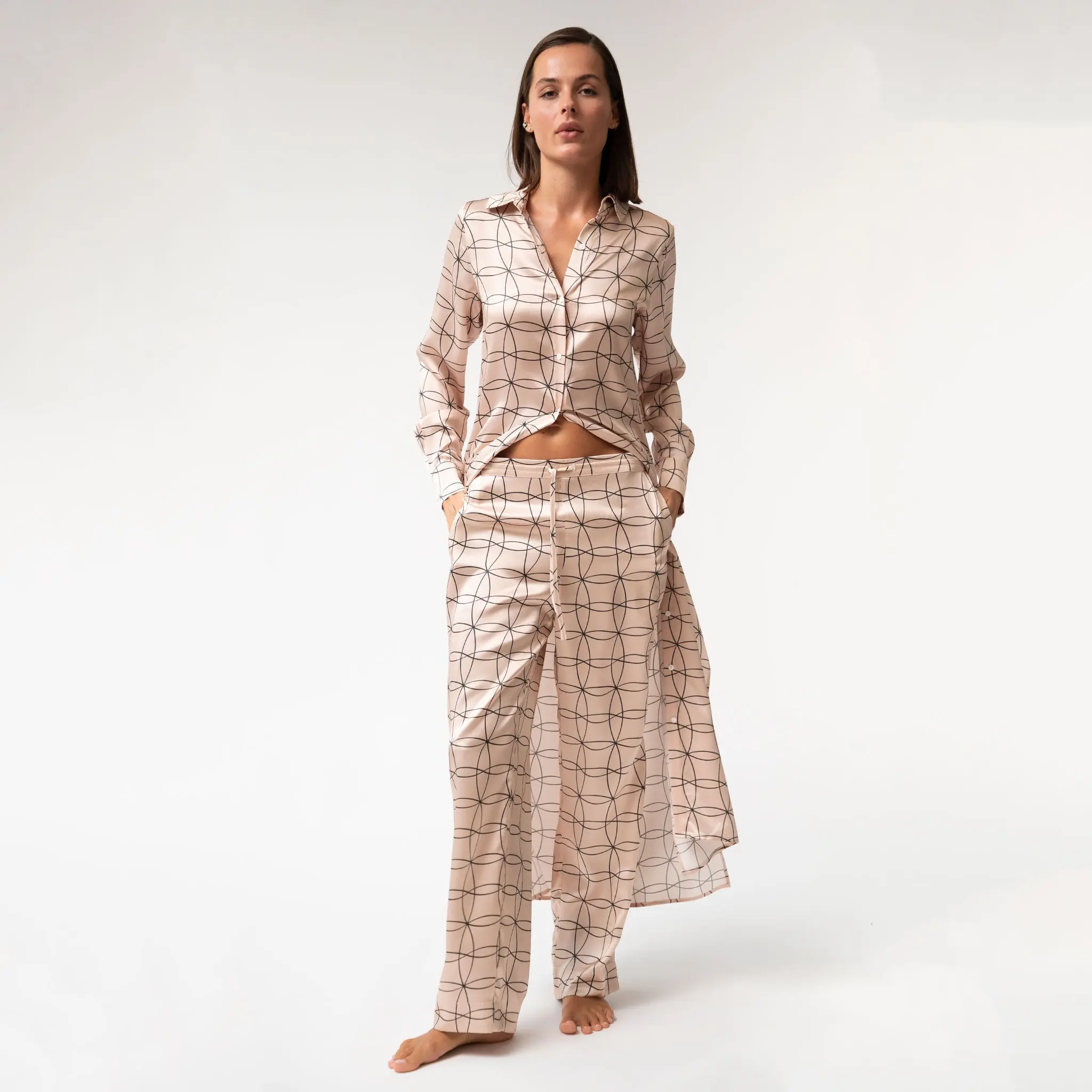 Pink Neo Geo Silk Shirt Dress - Image 12