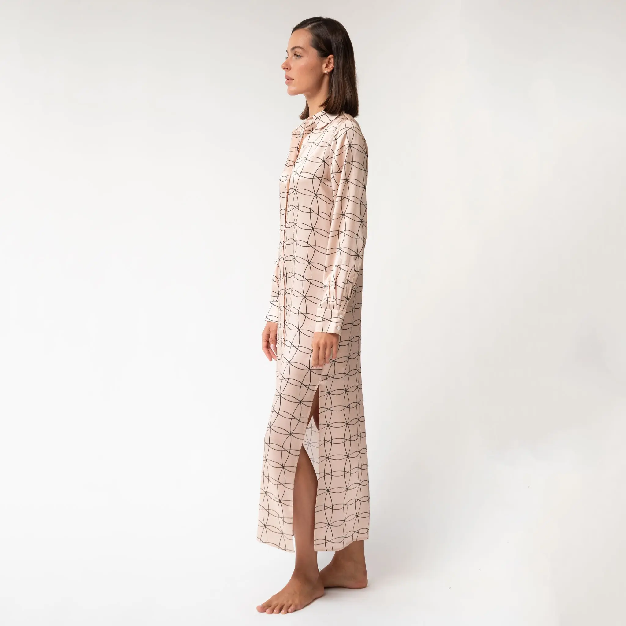 Pink Neo Geo Silk Shirt Dress - Image 5