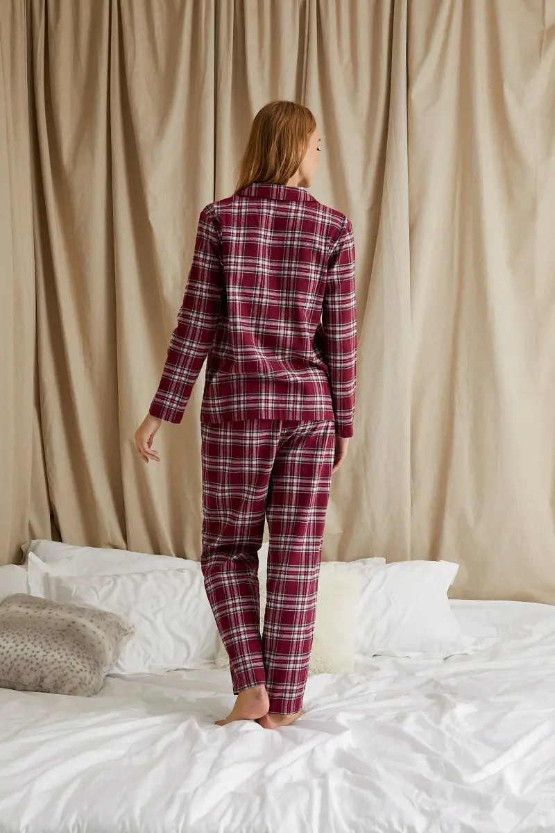 Bordeaux Plaid Women's Pyjama Trouser Set - Image 10