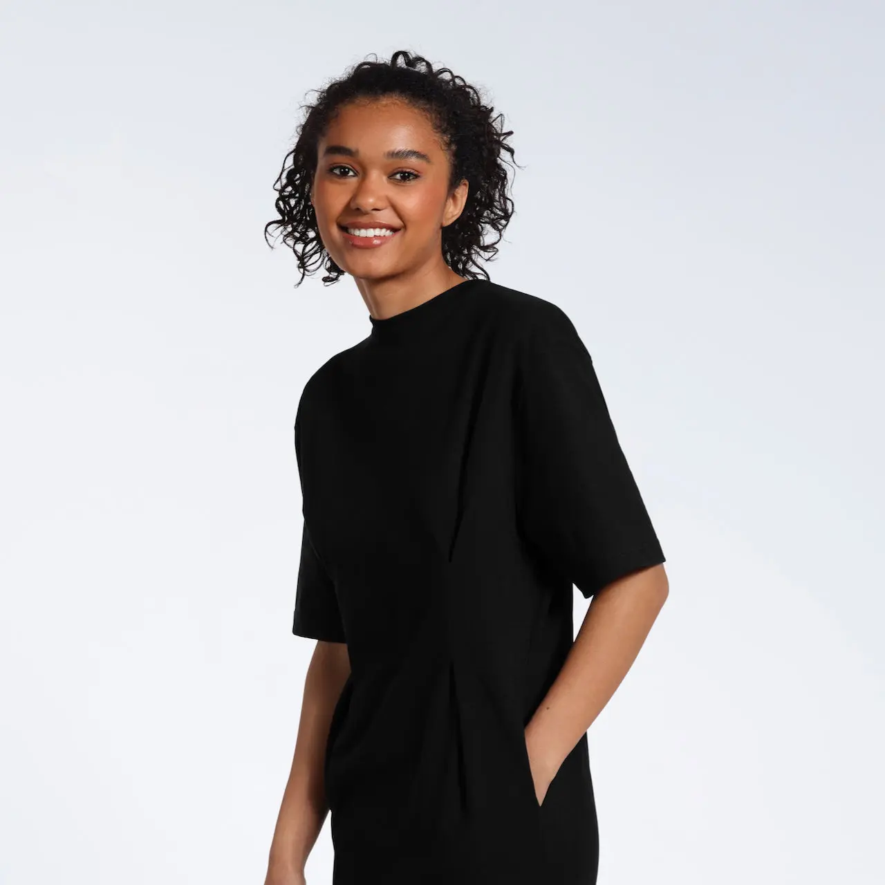 Pleated Waist Women's Organic T-Shirt Dress - Image 4