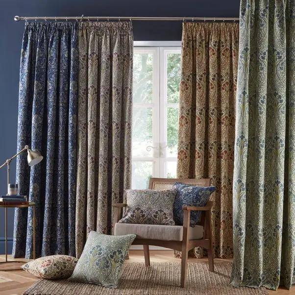Prussian Blue Lucetta Pencil Pleat Curtains - Image 3