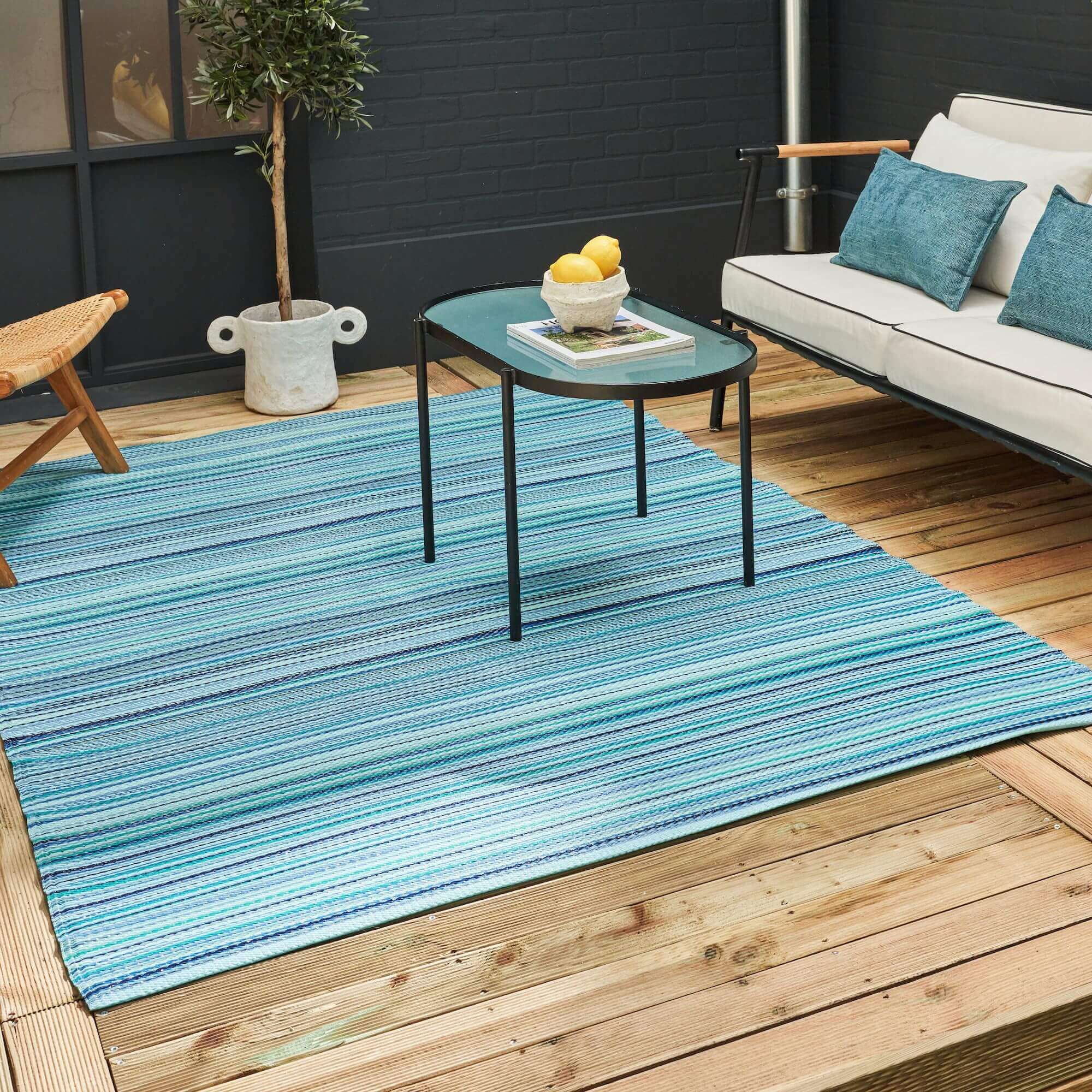 Rainbow Outdoor Rug Blue | 1020 - Image 3