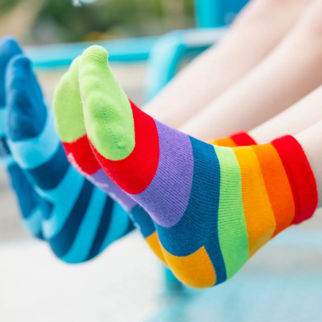 Rainbow Stripe Matching Bamboo Socks (Adult & Child) - Image 2