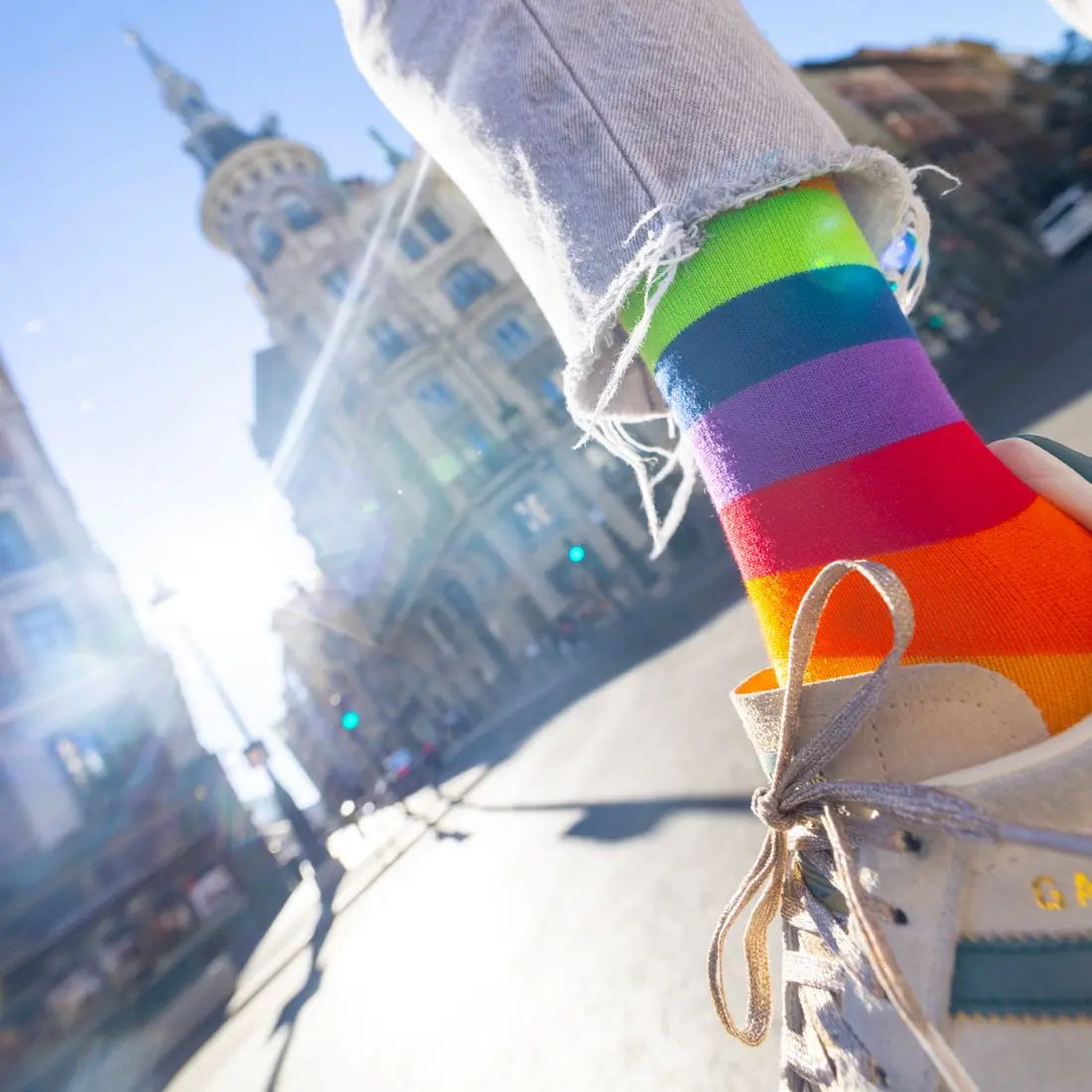 Rainbow Stripe Matching Bamboo Socks (Adult & Child) - Image 3