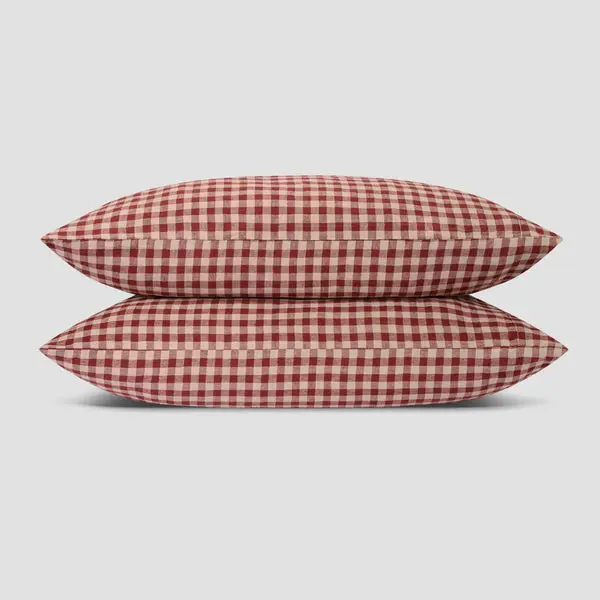 Rhubarb Gingham Linen Blend Pillowcase (Pair) - Image 2
