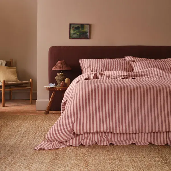 Rhubarb & Rose Pembroke Stripe Linen Blend Duvet Cover - Image 4