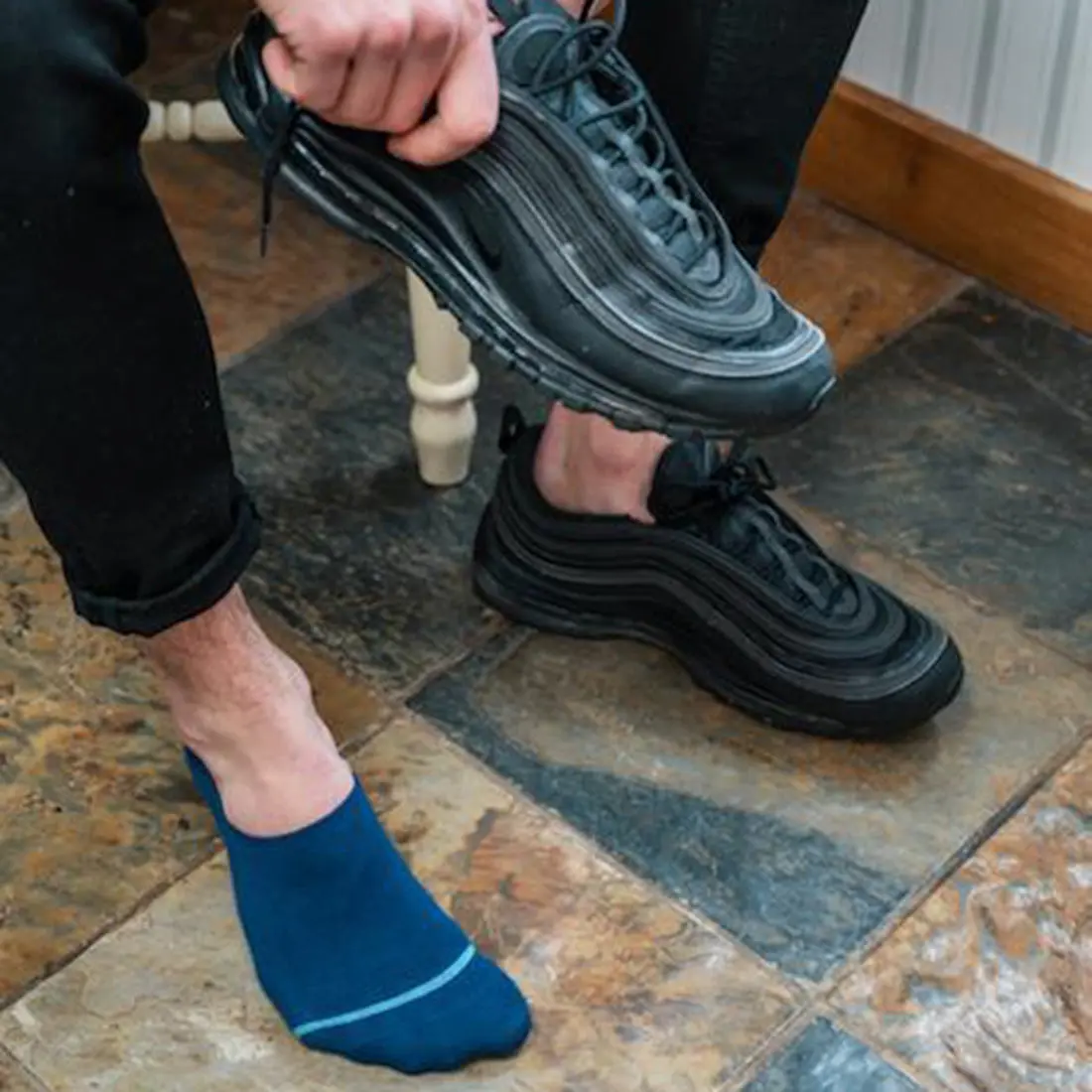 Royal Blue "No-Show" Bamboo Socks - Image 3