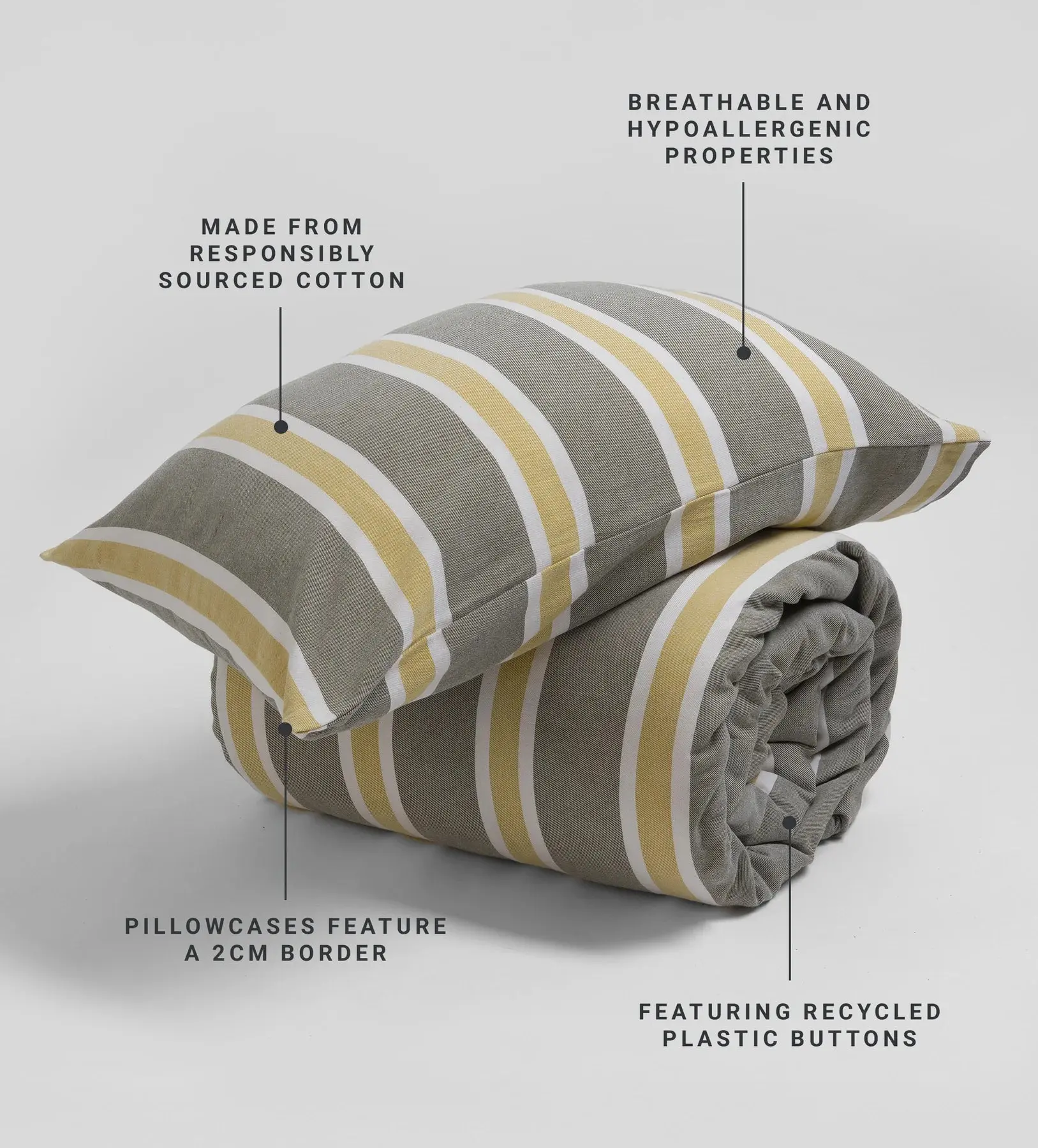 Sadie Stripe 100% Organic Cotton Bed Linen - Image 3