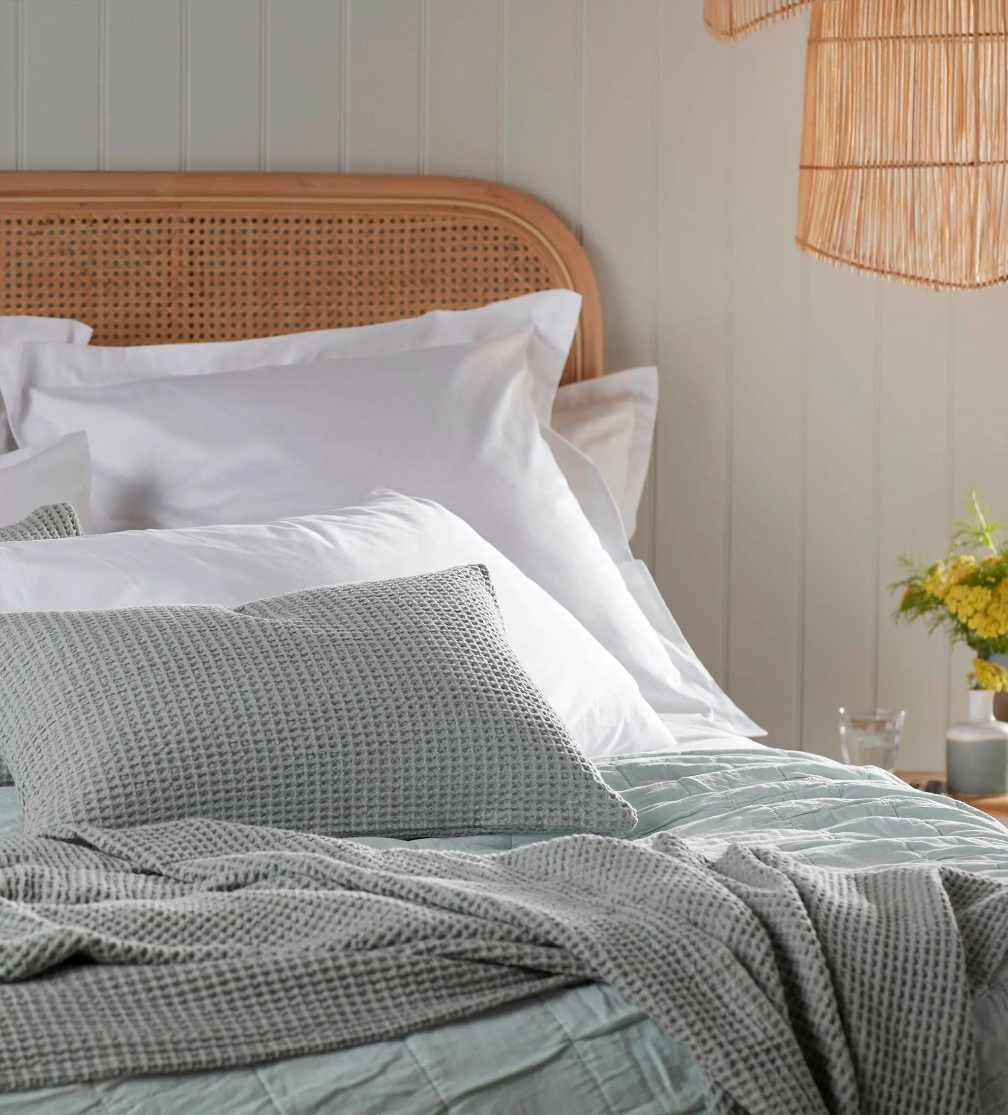 Sage Big Waffle 100% Cotton Cushion Cover