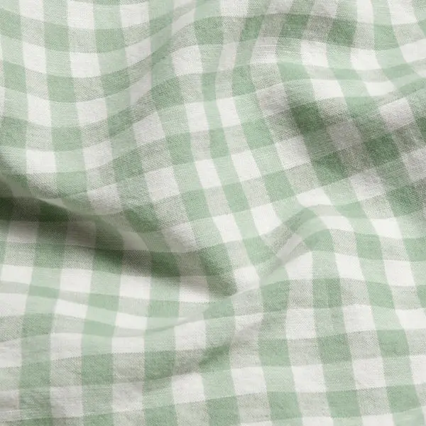 Sage Green Gingham Linen Blend Fitted Sheet - Image 4