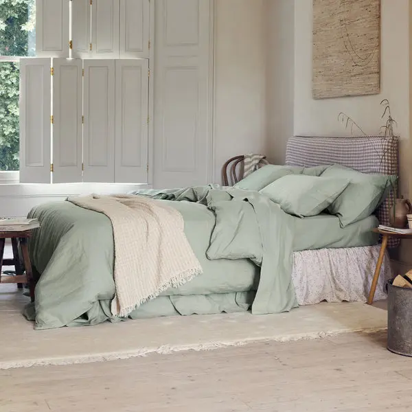Sage Green Linen Blend Duvet Cover - Image 4