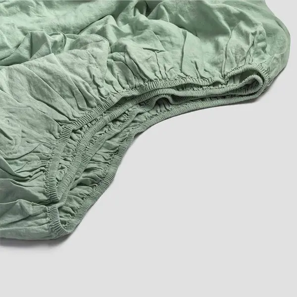 Sage Green Linen Fitted Sheet - Image 4
