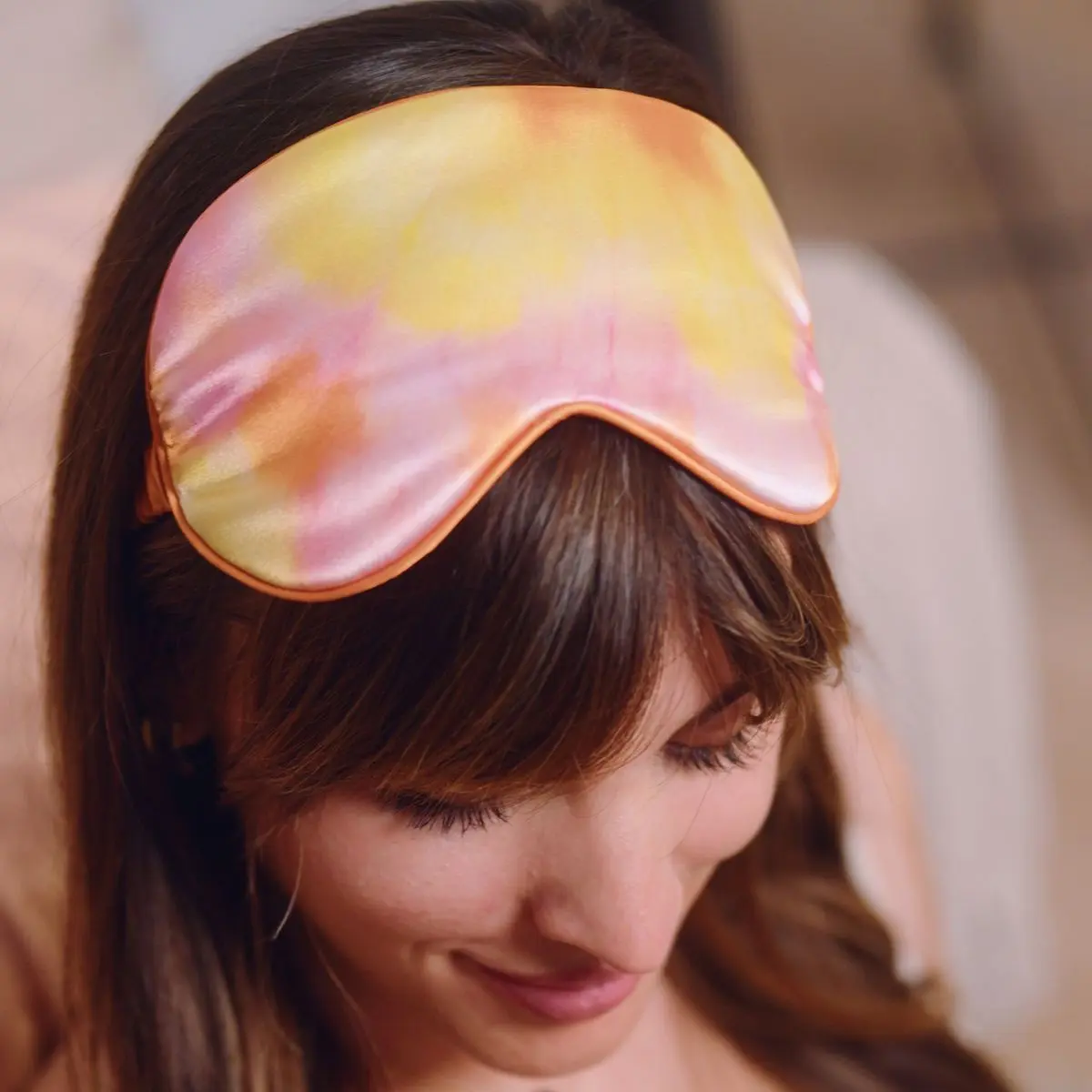 Orange Tie Dye Satin Sleep Mask - Image 4
