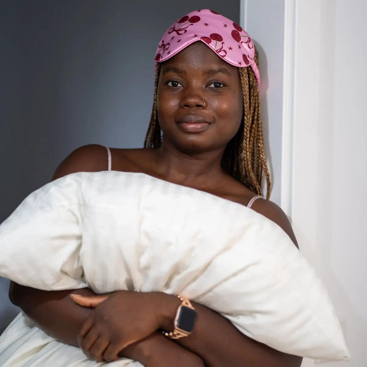 Pink Cherries Satin Sleep Mask - Image 2