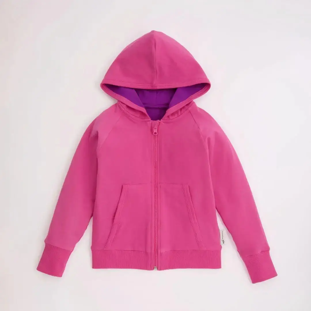 Bubblegum Pink Kids Organic Reversible Hoodie - Image 7