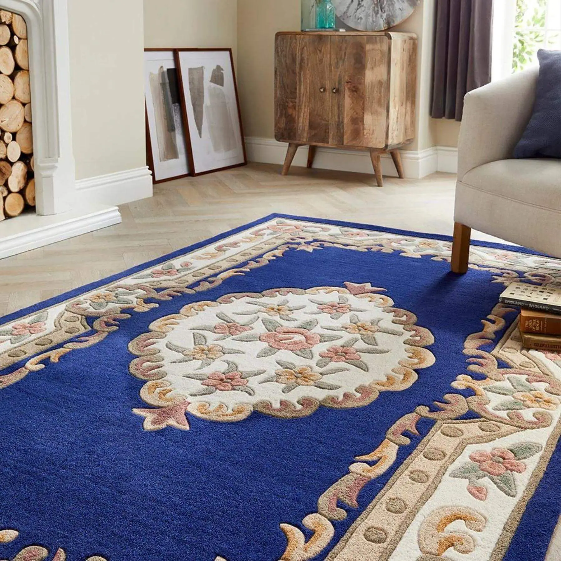 Shensi Navy Medallion Rug - Image 3