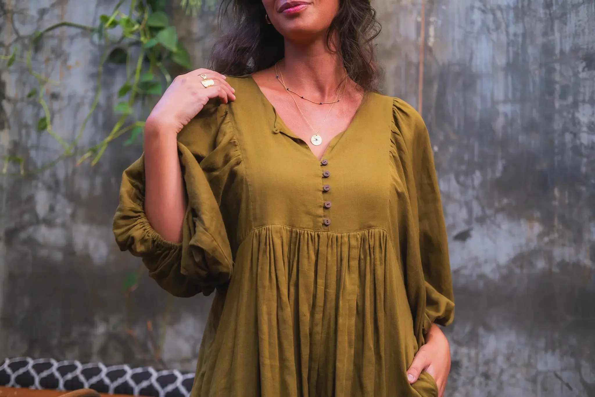 Shree Olive Green Midi Dress - Image 3