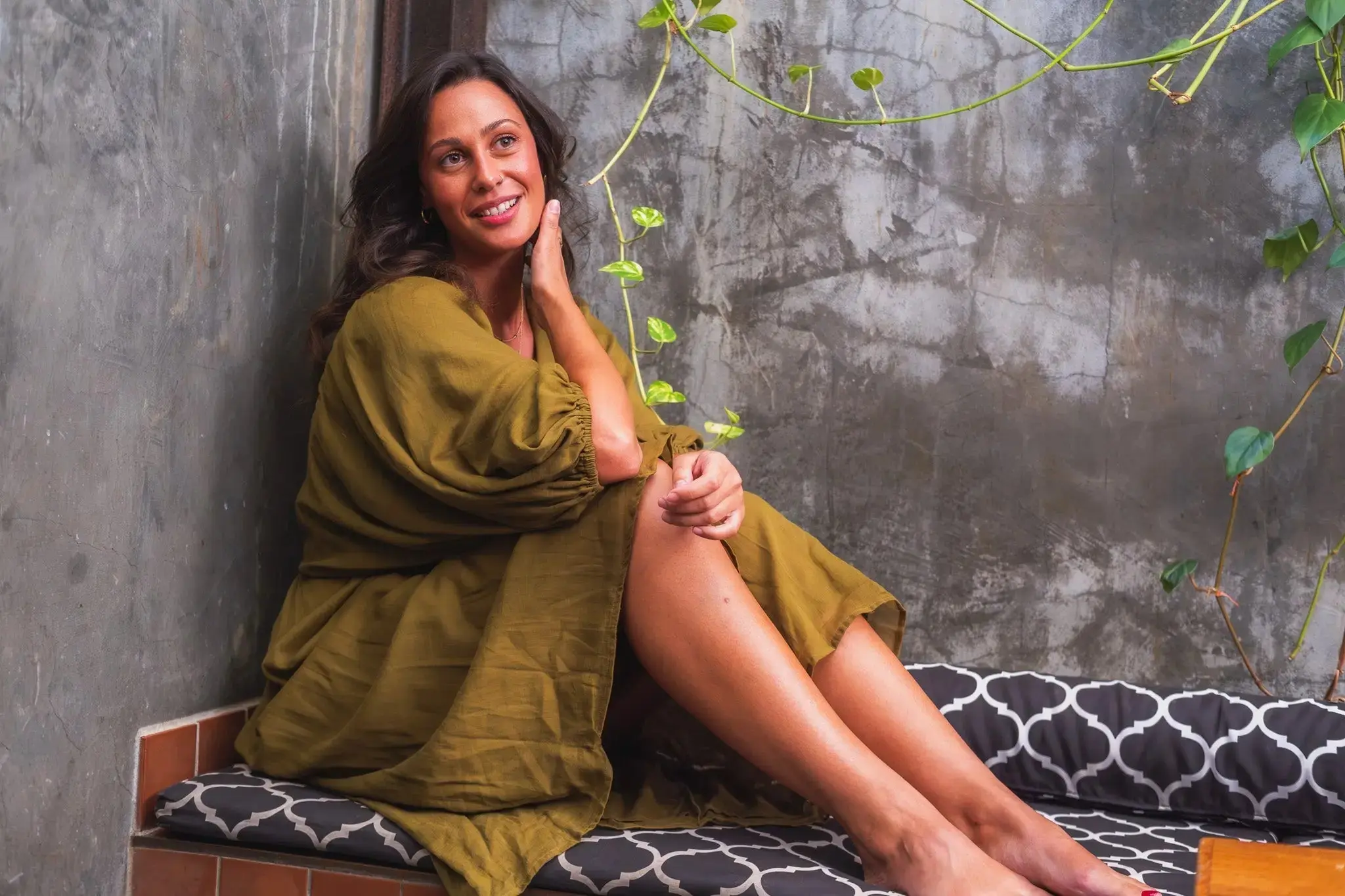 Shree Olive Green Midi Dress - Image 5