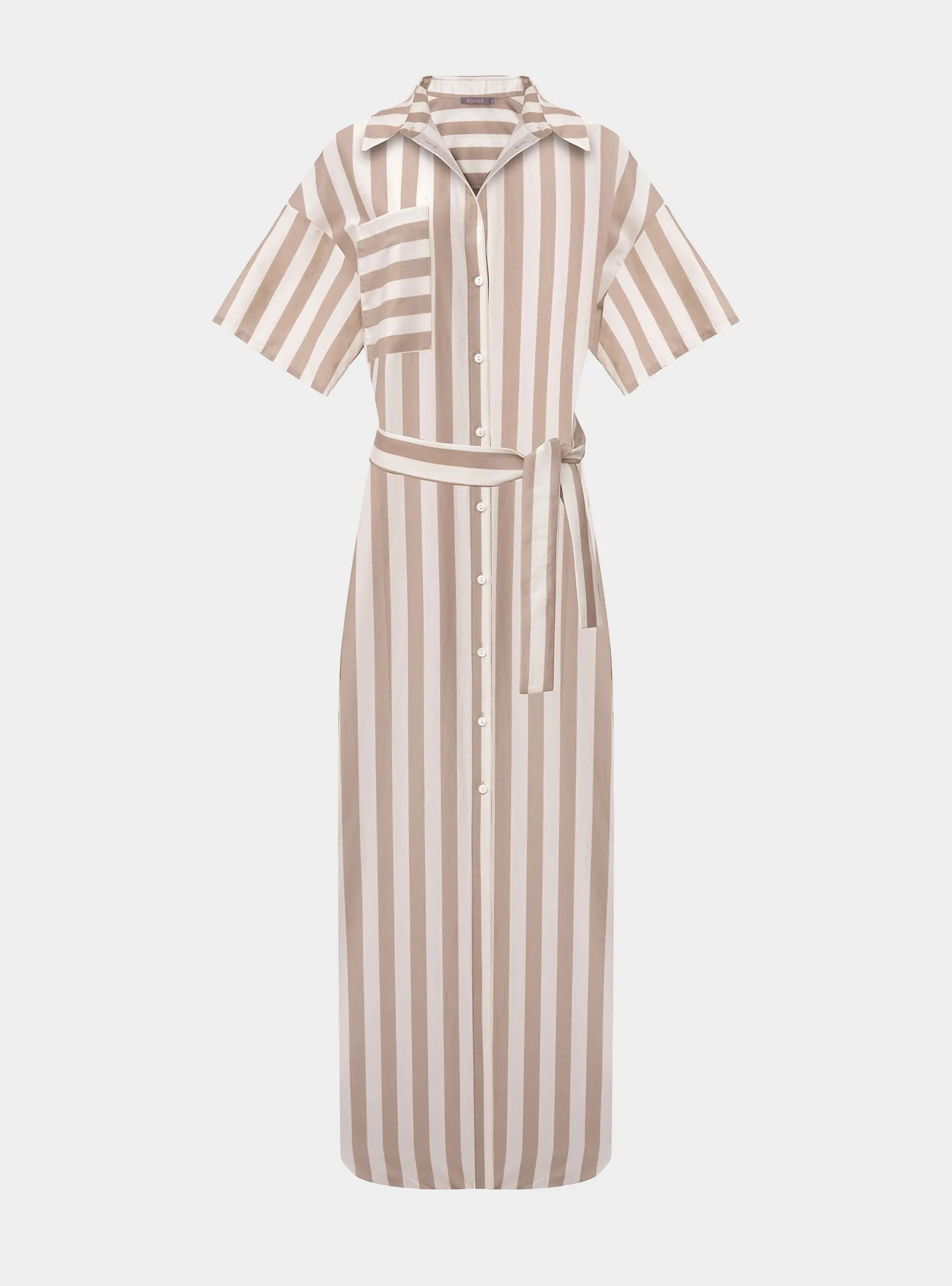 Silk Cotton Long Shirt Dress Oat Milk