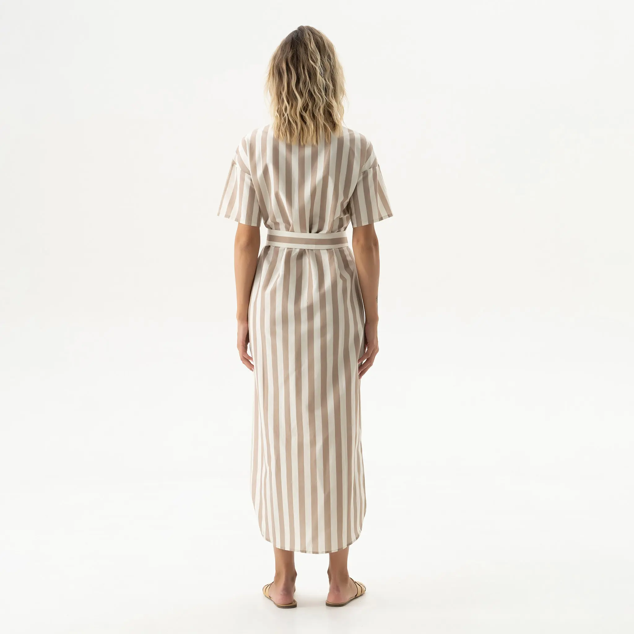 Silk Cotton Long Shirt Dress Oat Milk - Image 4