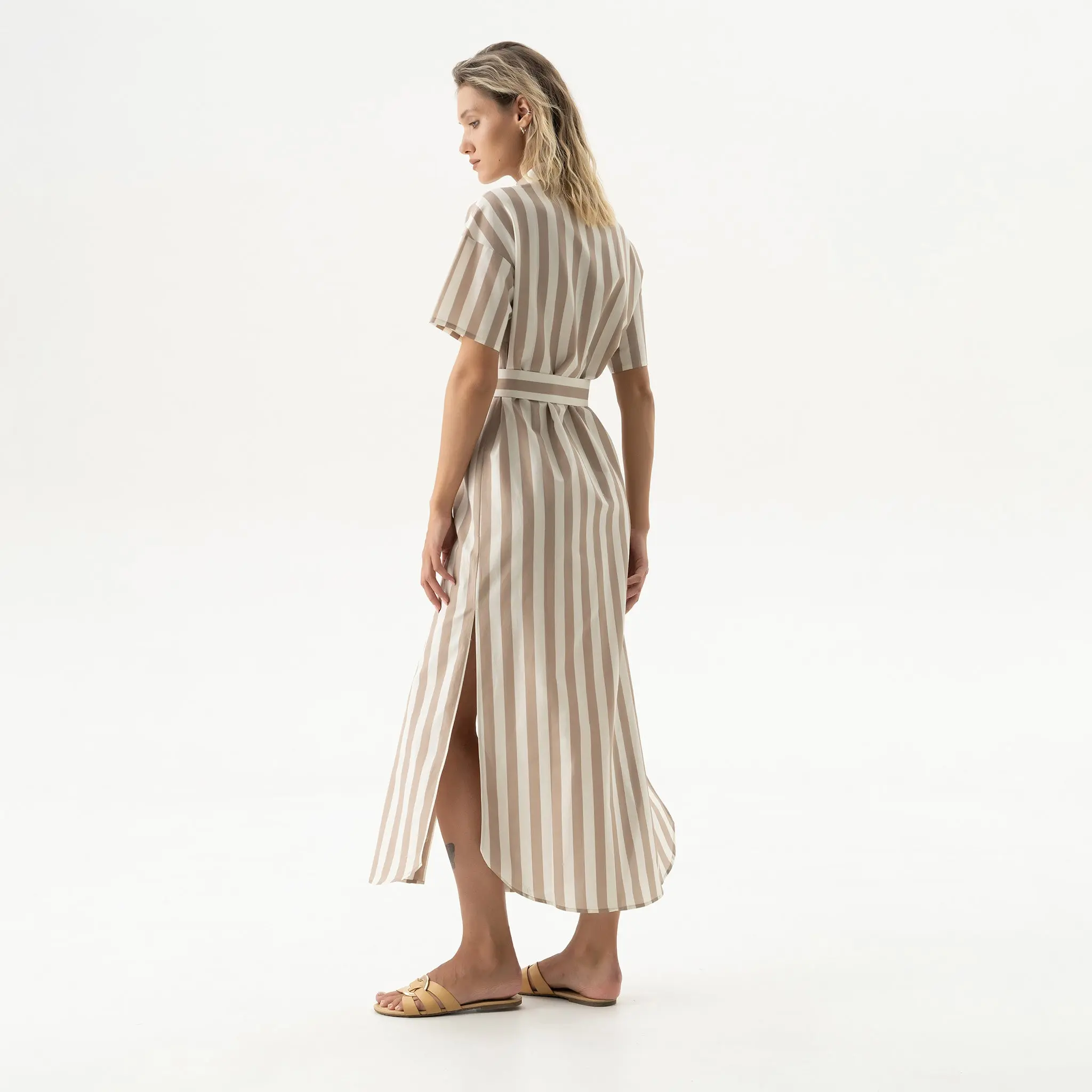 Silk Cotton Long Shirt Dress Oat Milk - Image 5