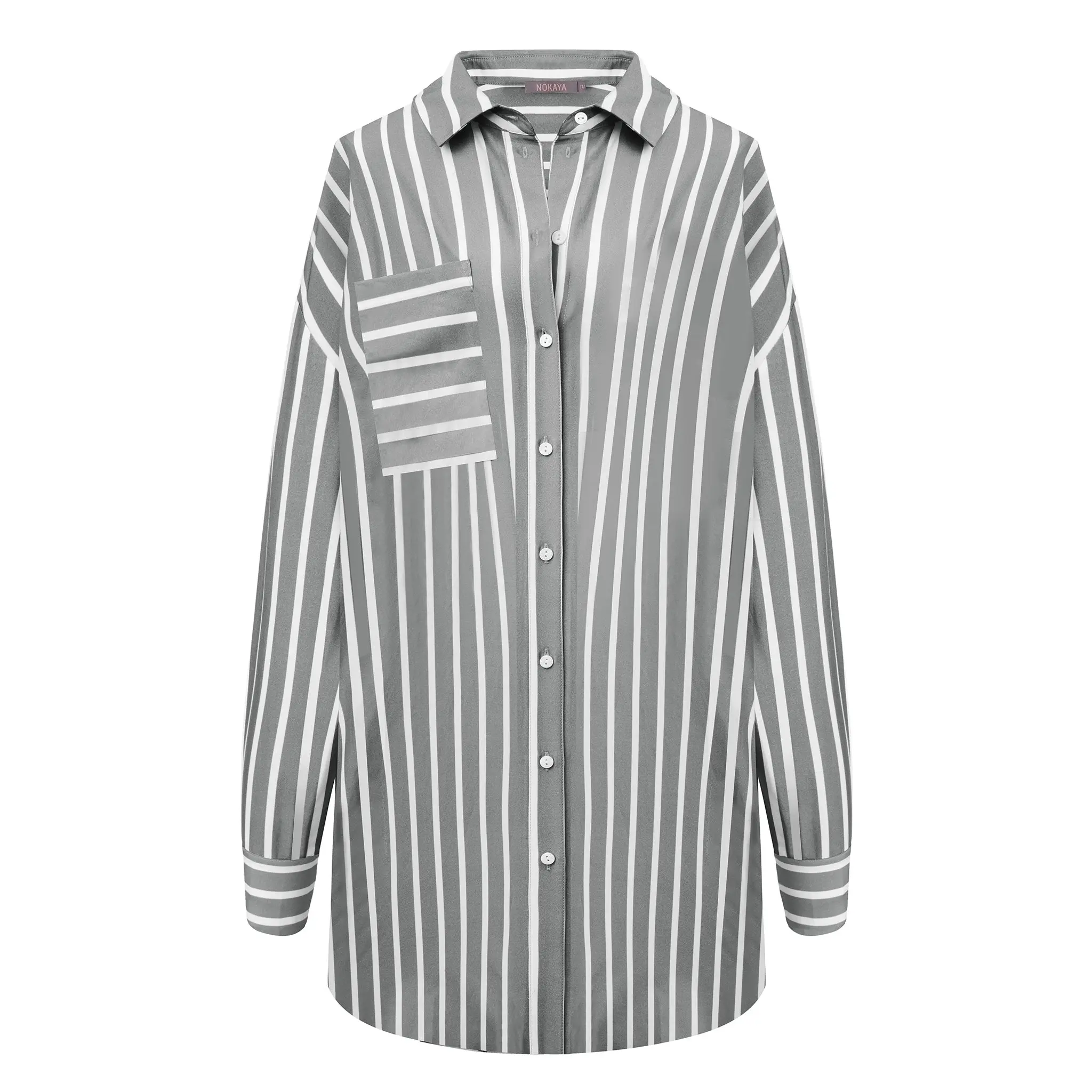 Silk Cotton Shirt Quiet Gray - Image 12